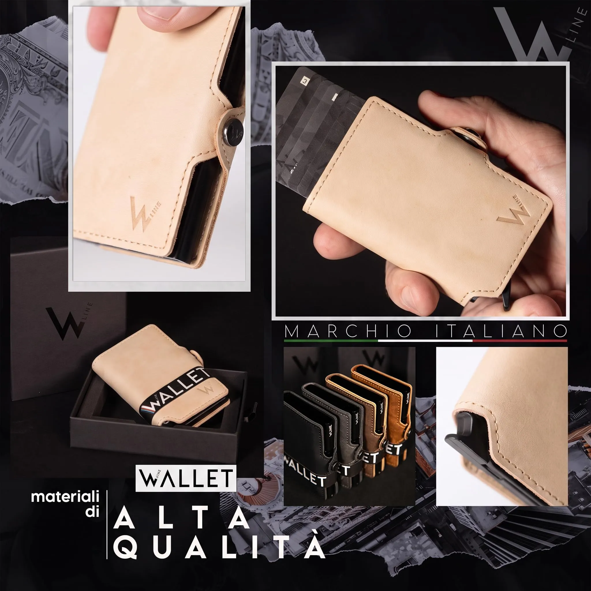 WLine Portafoglio Donna e Uomo Piccolo con RFID e Zip, Pelle PU, Sabbia Vintage - immagine 6