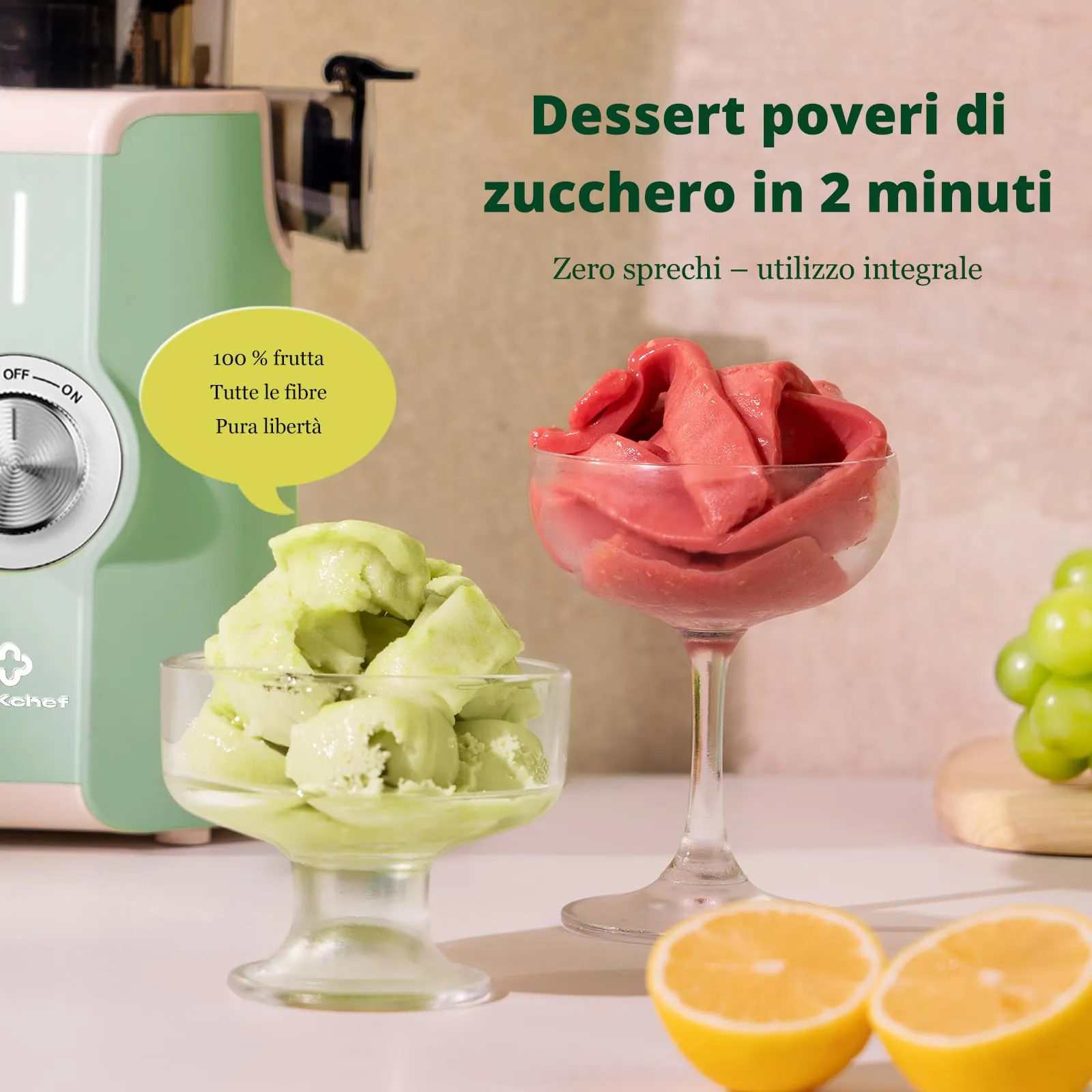 LINKChef Estrattore di succo a freddo, Slow Juicer per frutta e verdura, apertura 115mm, 1.2L, 200W - immagine 6