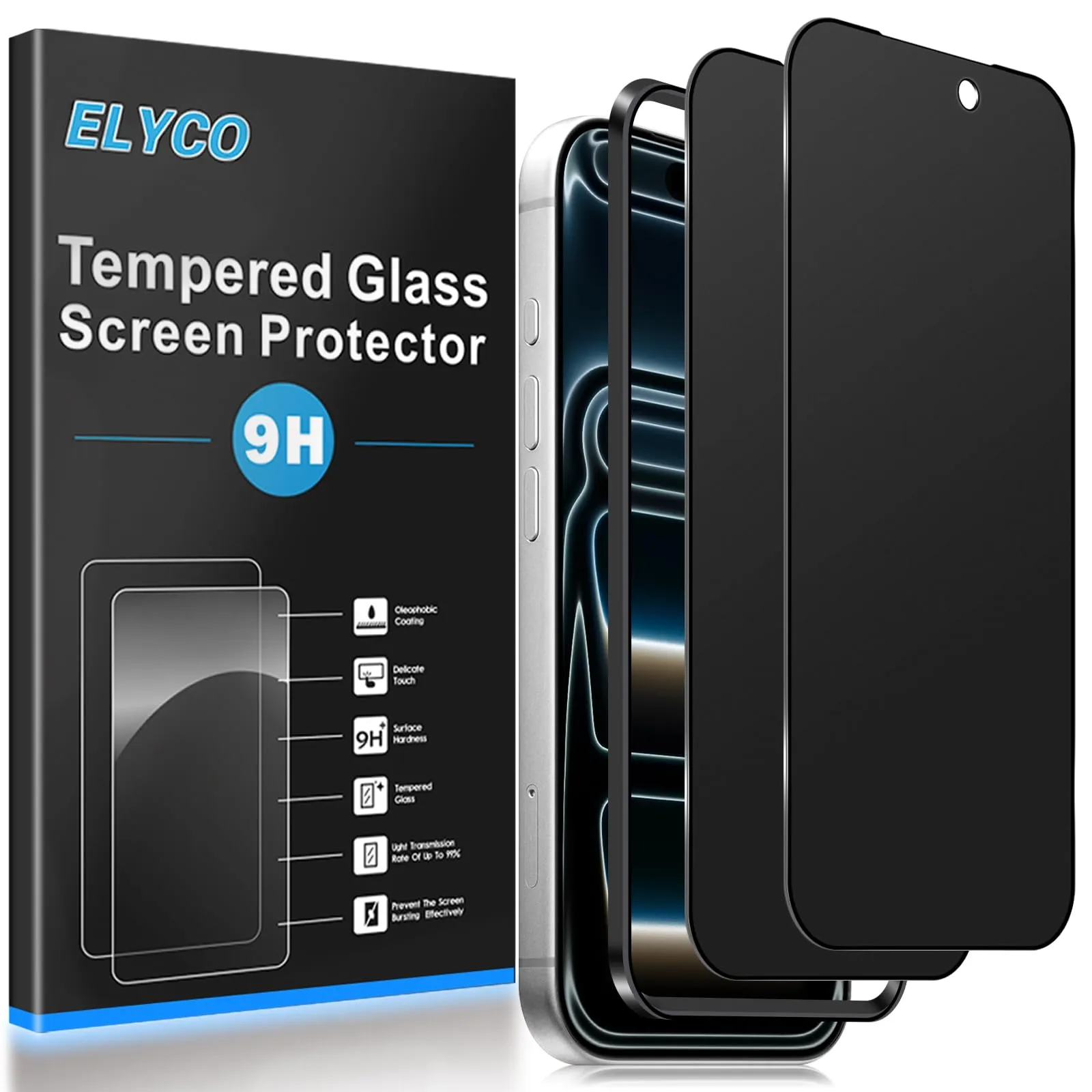 ELYCO Vetro Temperato Privacy Opaco per iPhone 17, 2 Pezzi - immagine 1