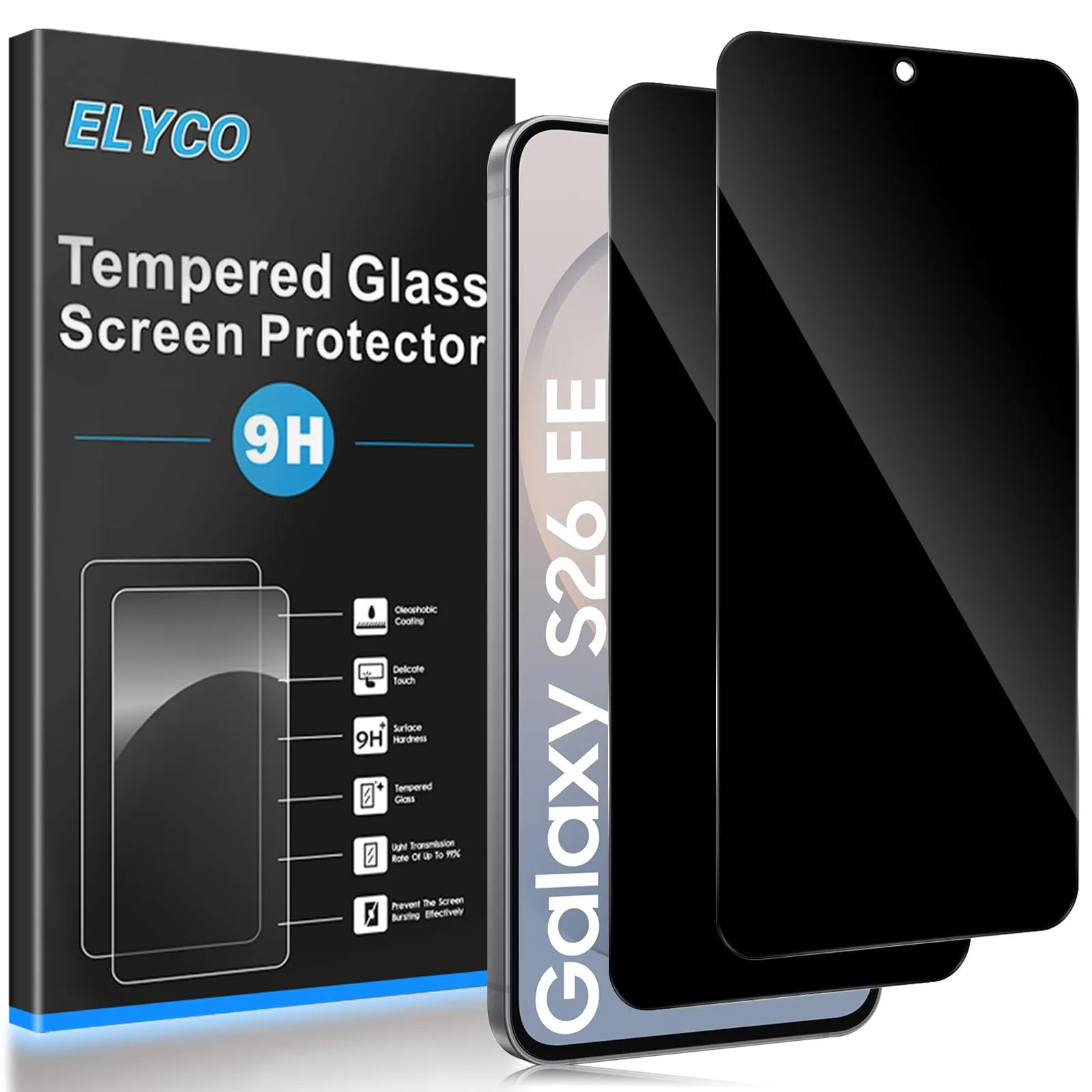 ELYCO Vetro Temperato Privacy per Samsung Galaxy S26 FE, 2 Pezzi - immagine 1