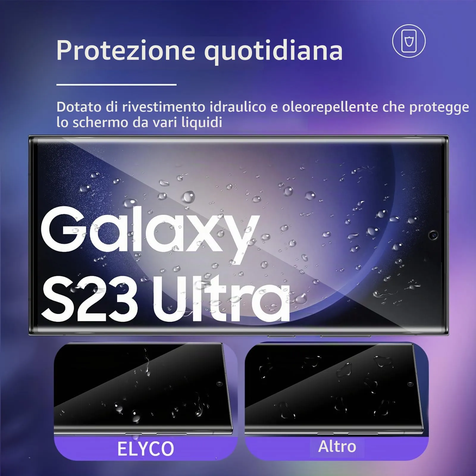 ELYCO Vetro Temperato Privacy per Samsung Galaxy S23 Ultra, 2 Pezzi - immagine 4