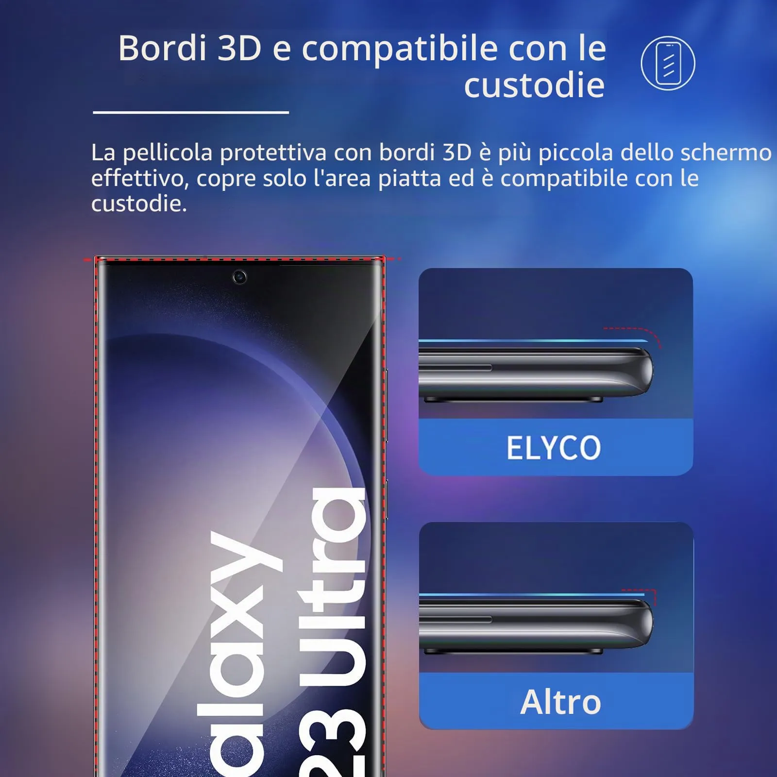 ELYCO Vetro Temperato Privacy per Samsung Galaxy S23 Ultra, 2 Pezzi - immagine 7