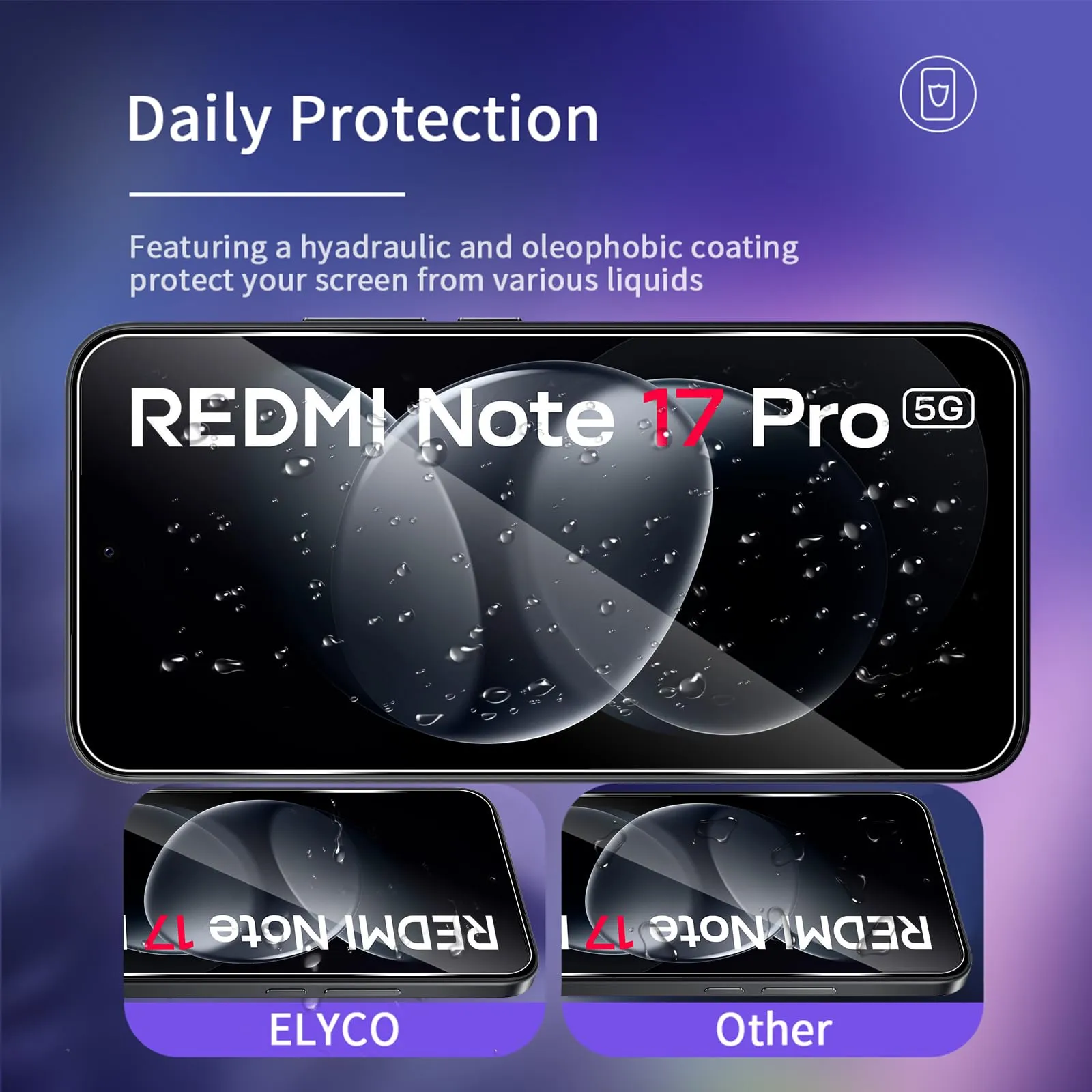 ELYCO Vetro Temperato per Xiaomi Redmi Note 17 Pro / 17 Pro Max 5G, 3 Pezzi - immagine 2