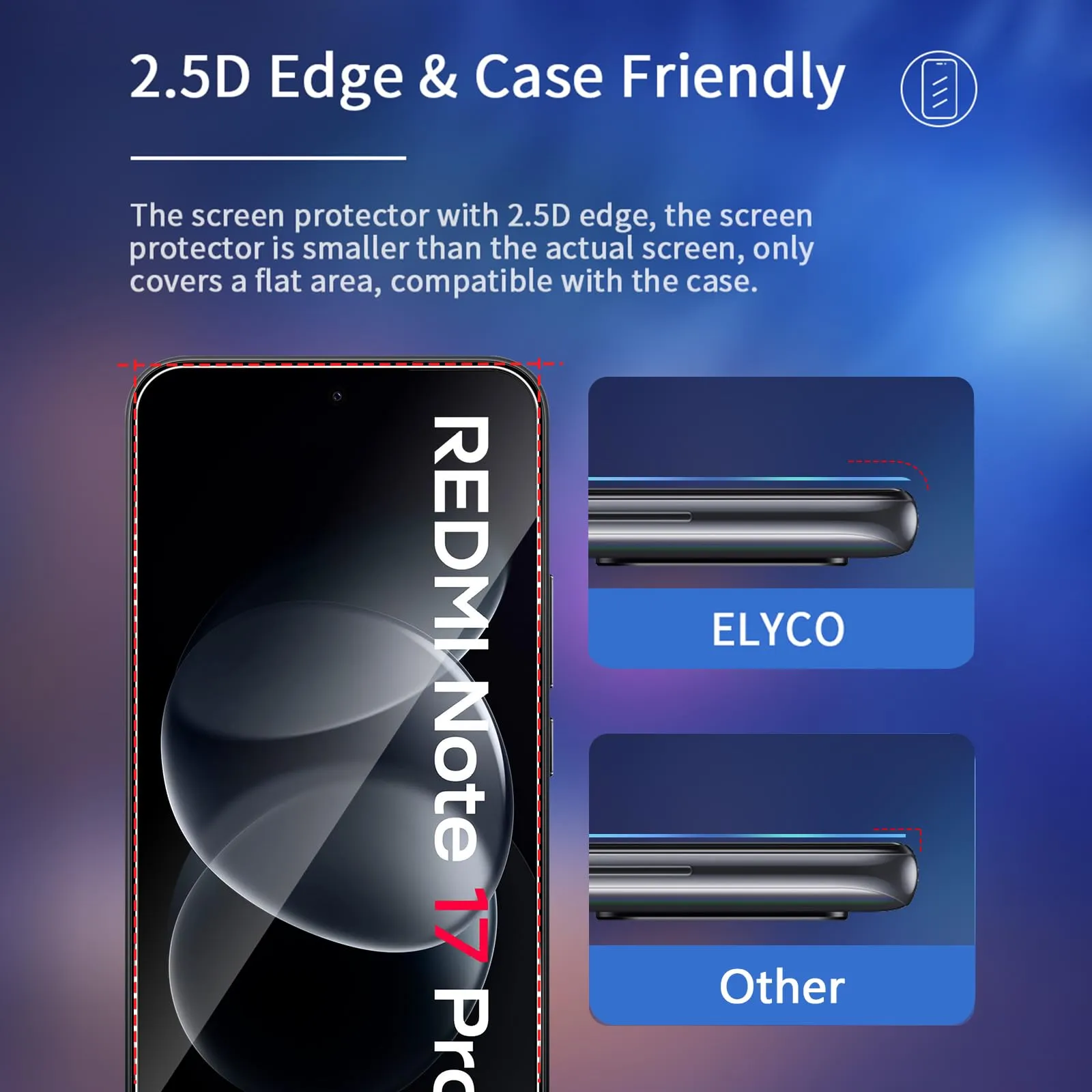 ELYCO Vetro Temperato per Xiaomi Redmi Note 17 Pro / 17 Pro Max 5G, 3 Pezzi - immagine 5