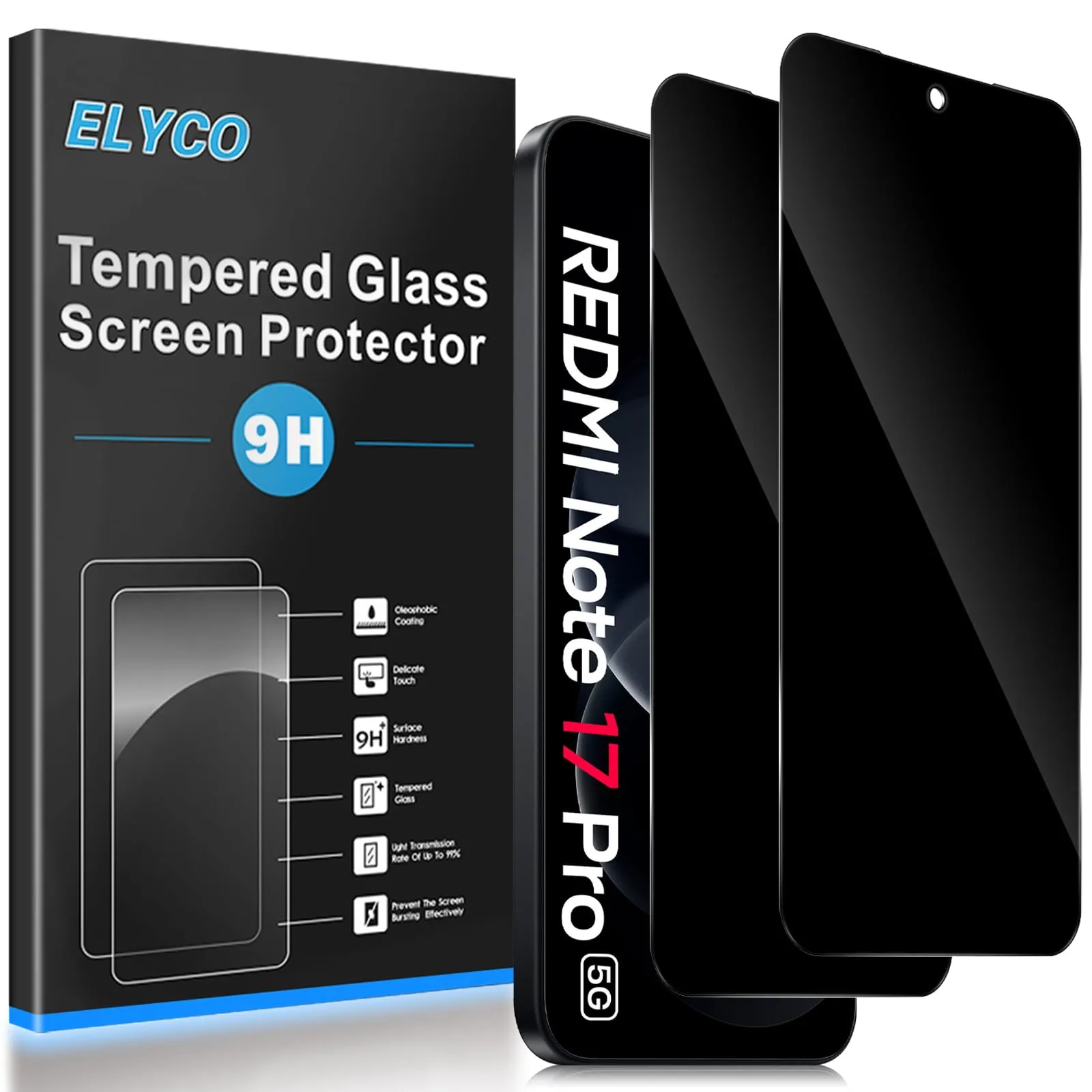 ELYCO Vetro Temperato Privacy per Xiaomi Redmi Note 17 Pro / 17 Pro Max 5G - immagine 1