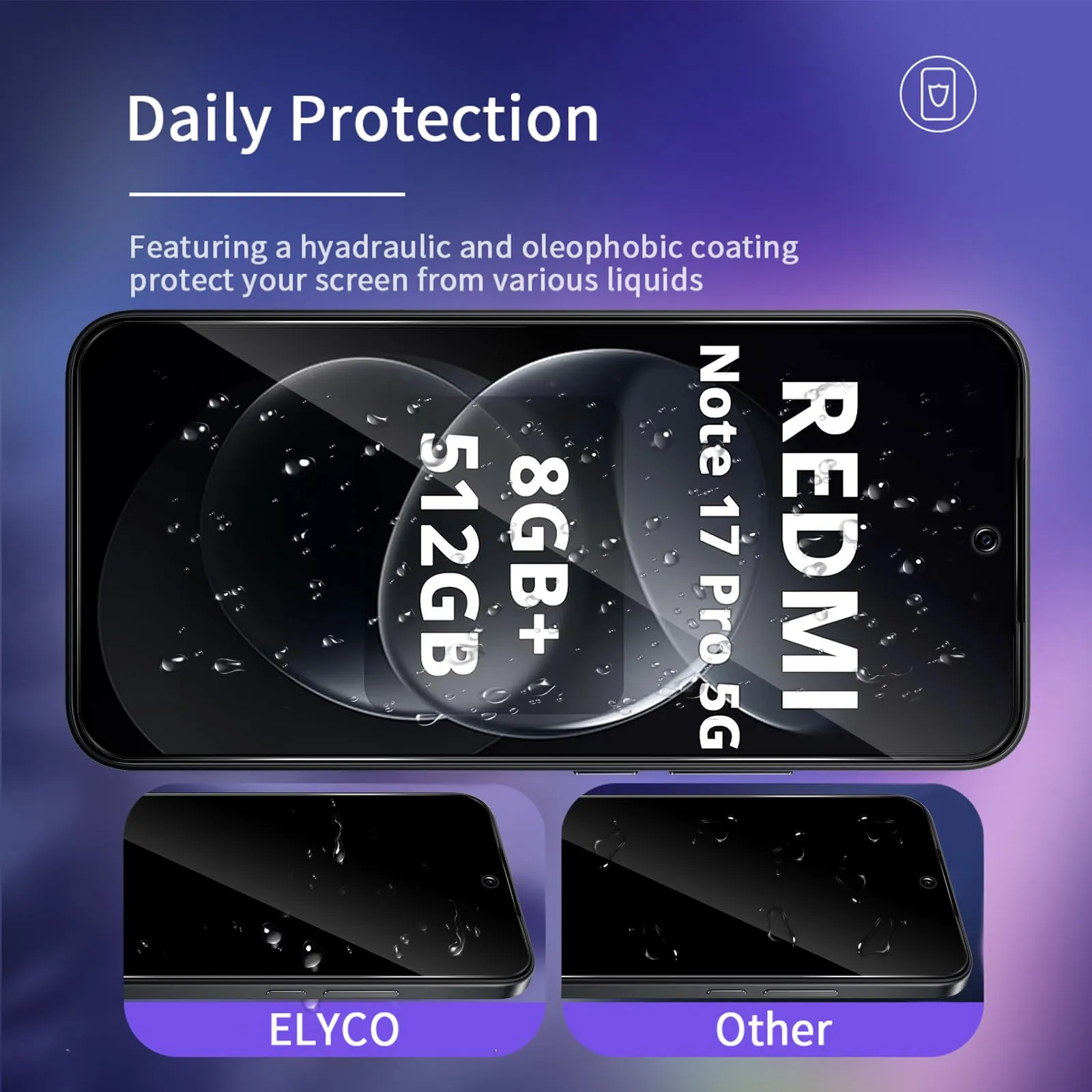 ELYCO Vetro Temperato Privacy per Xiaomi Redmi Note 17 Pro / 17 Pro Max 5G - immagine 4