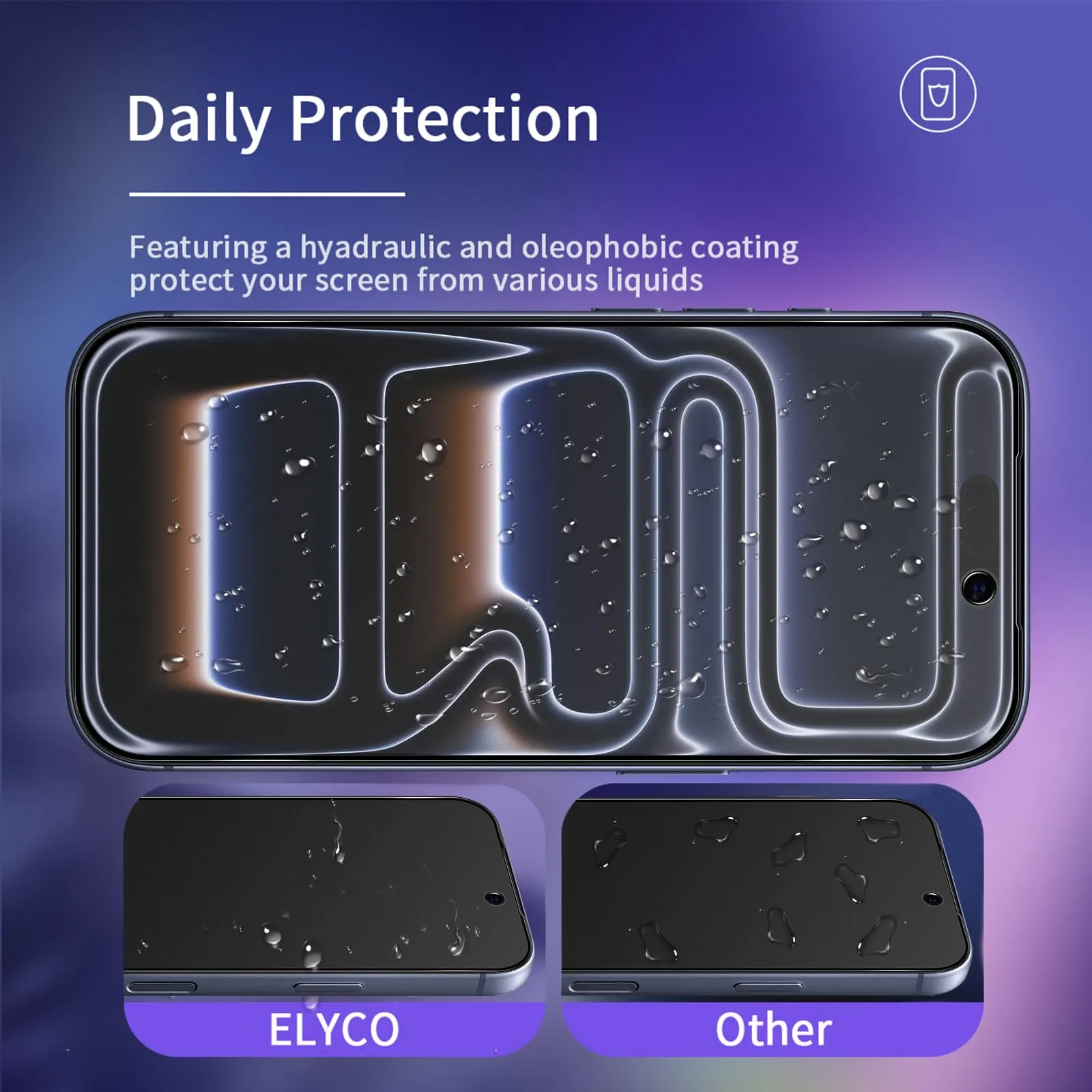 ELYCO Vetro Temperato Privacy Opaca per iPhone 17 Pro, 2 Pezzi - immagine 4
