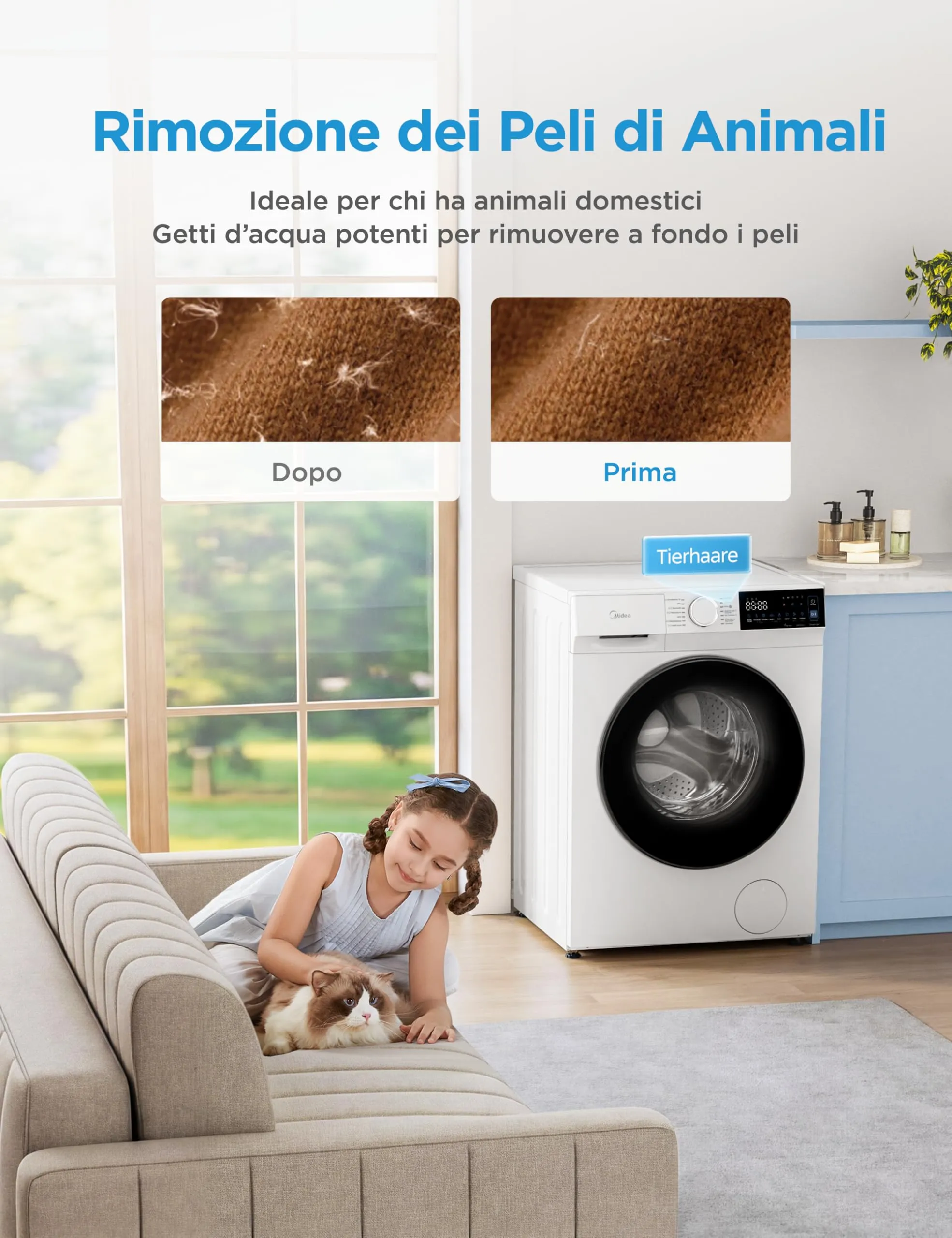 Midea Lavasciuga 10/7 kg Classe A-10%/D 1400 Giri Turbo Wash Controllo App MFV5ED100WBA10 - immagine 7