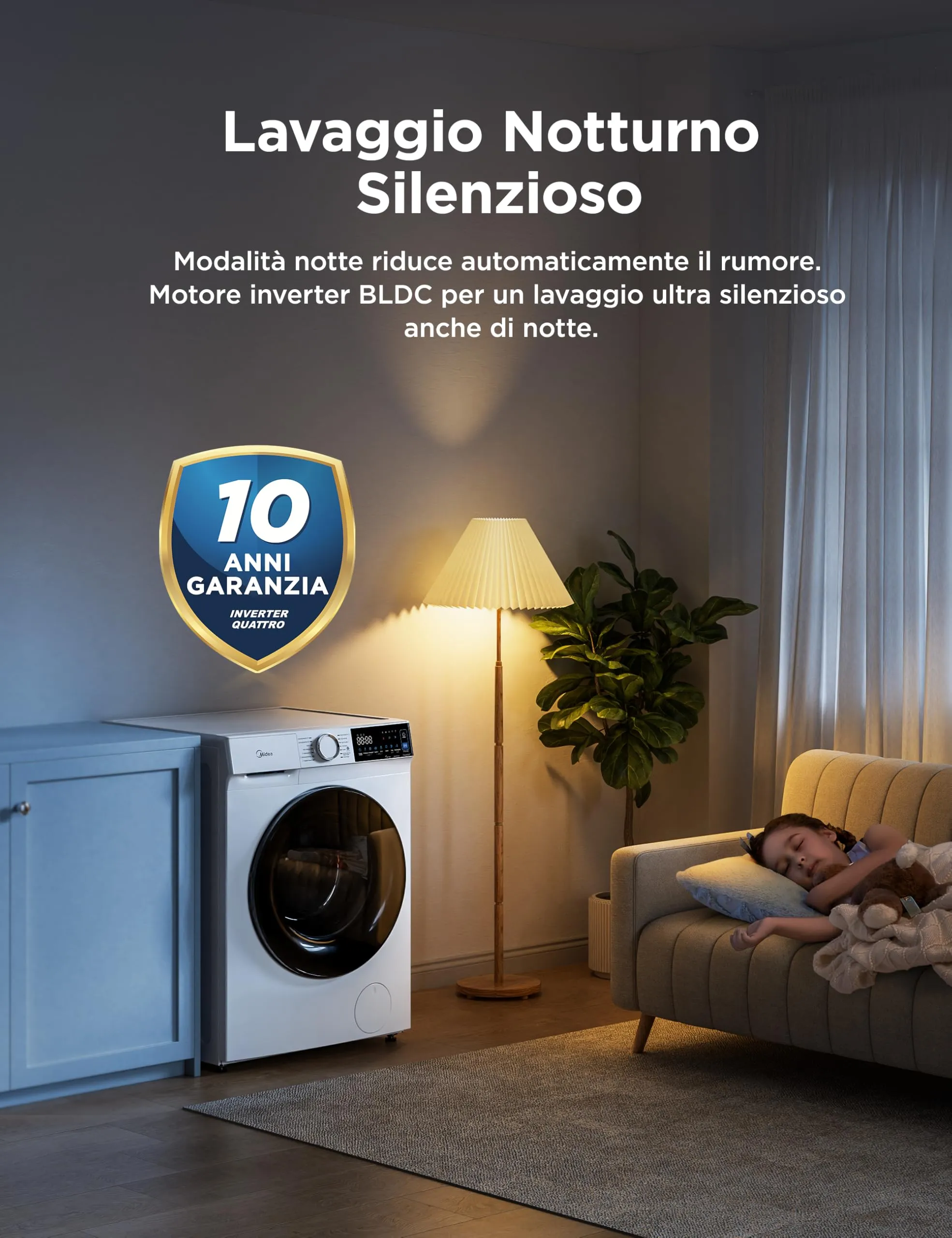 Midea Lavasciuga 10/7 kg Classe A-10%/D 1400 Giri Turbo Wash Controllo App MFV5ED100WBA10 - immagine 10