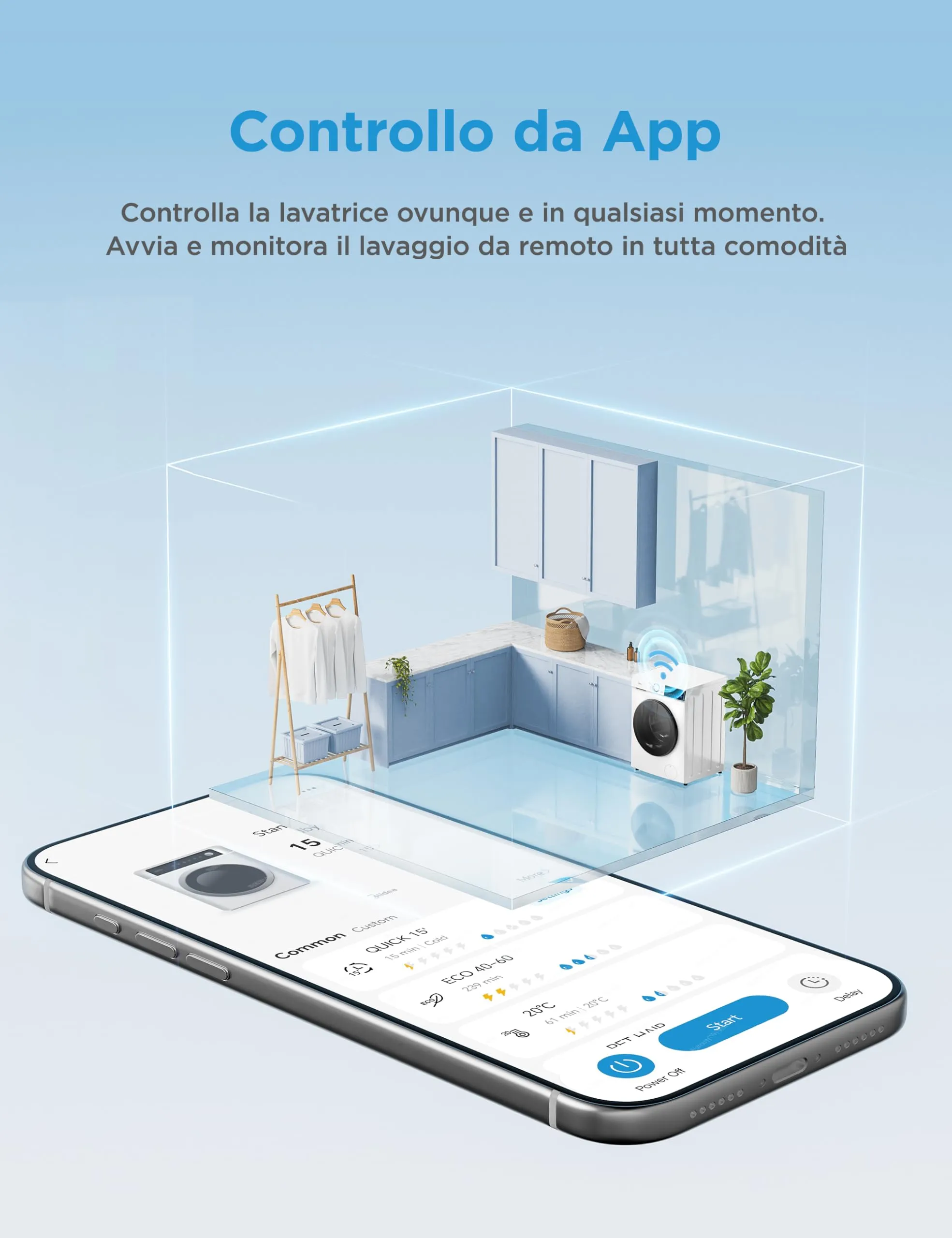 Midea Lavasciuga 10/7 kg Classe A-10%/D 1400 Giri Turbo Wash Controllo App MFV5ED100WBA10 - immagine 11