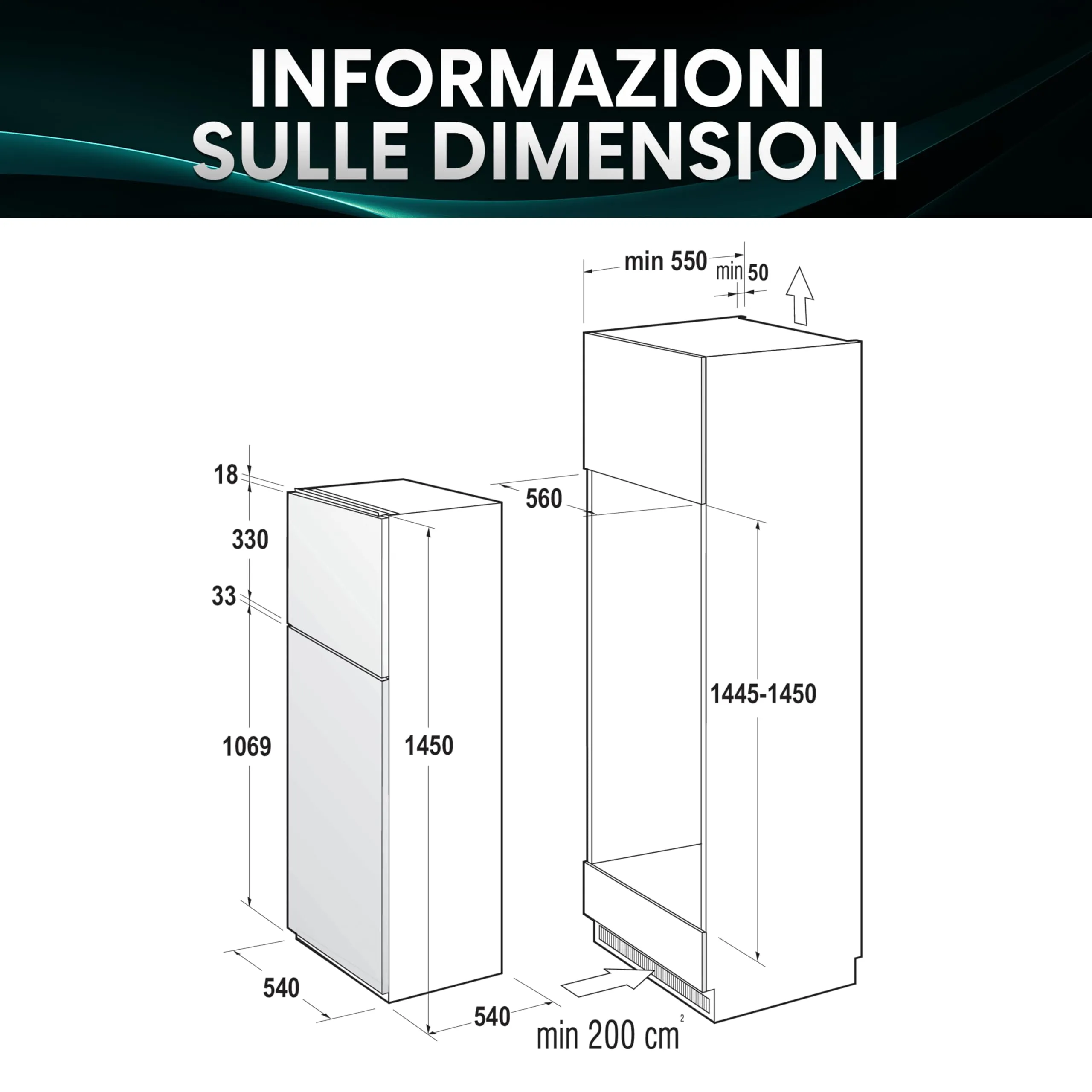 Hisense RI1P205NEWE Frigorifero Combinato Incasso 205 Litri, Classe E, Bianco - immagine 3