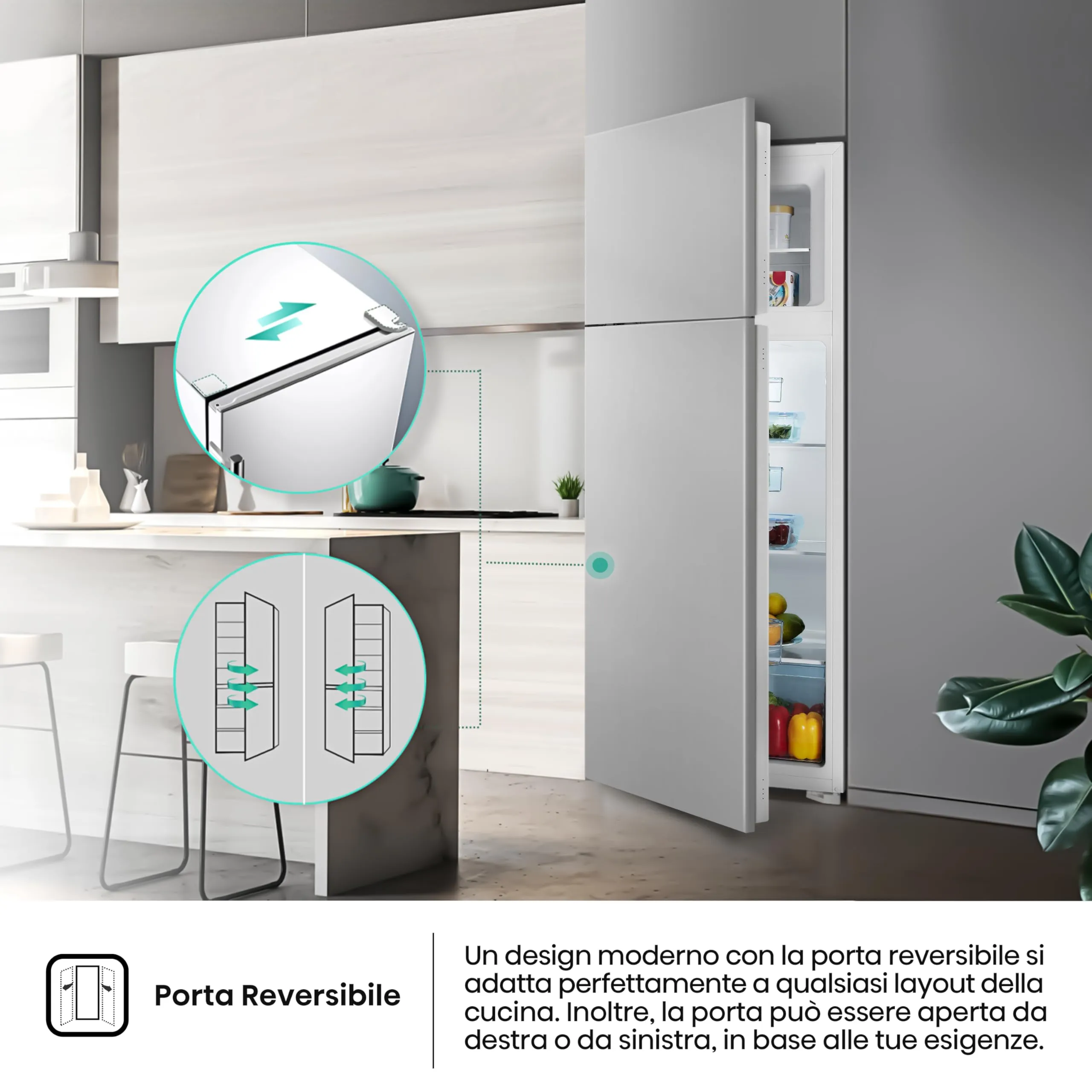 Hisense RI1P205NEWE Frigorifero Combinato Incasso 205 Litri, Classe E, Bianco - immagine 5