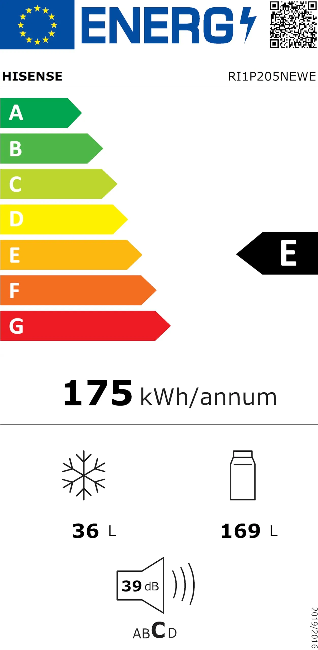 Hisense RI1P205NEWE Frigorifero Combinato Incasso 205 Litri, Classe E, Bianco - immagine 11