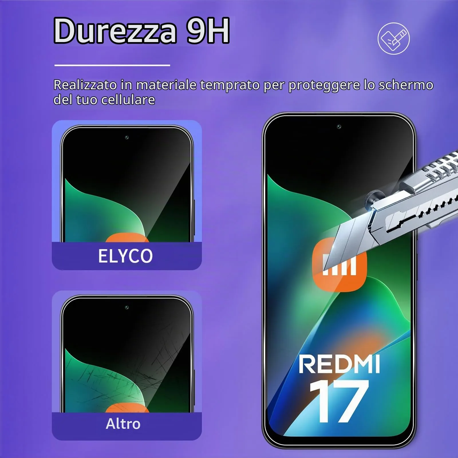 ELYCO Vetro Temperato per Xiaomi Redmi 17 4G/5G, 2+2 Pezzi - immagine 3