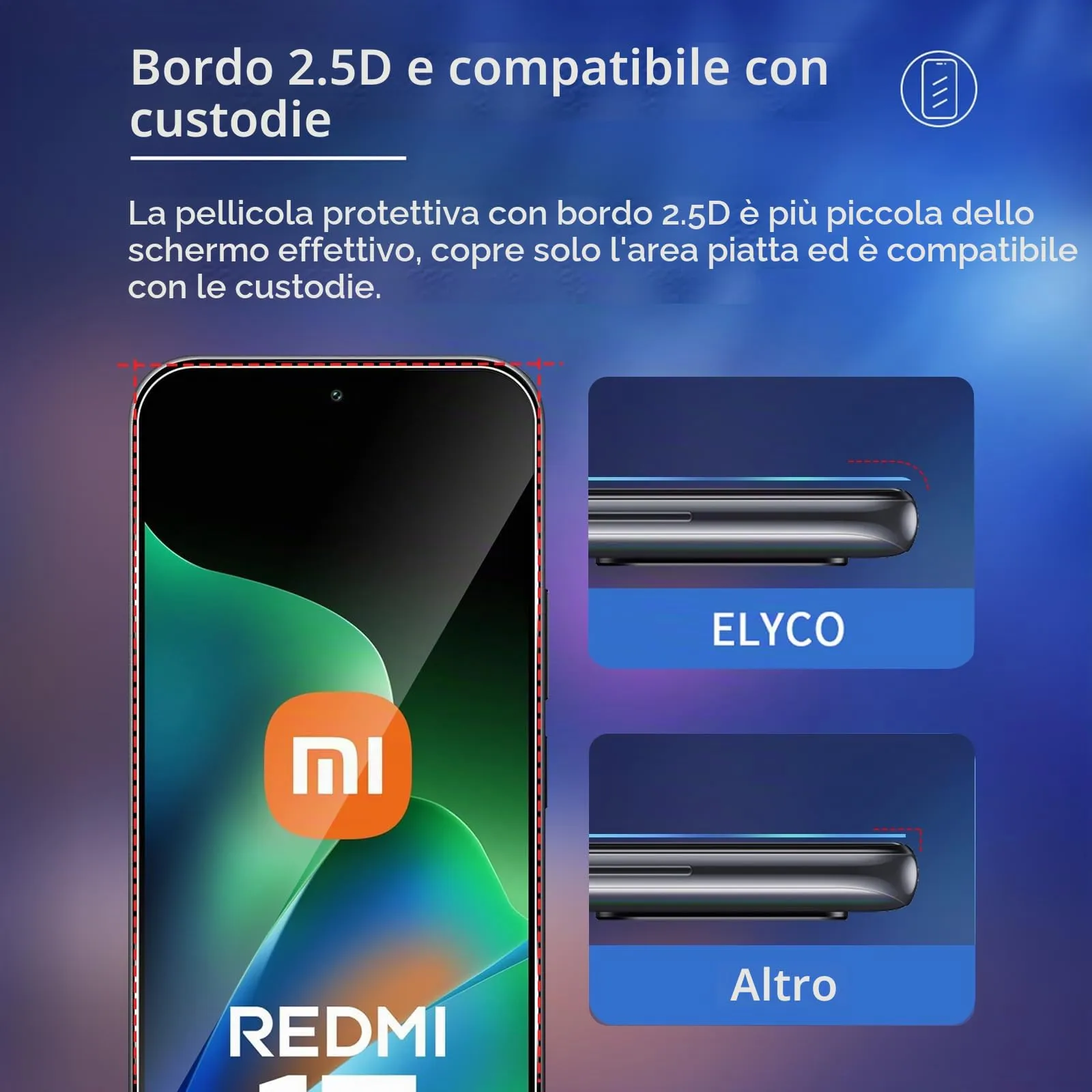 ELYCO Vetro Temperato per Xiaomi Redmi 17 4G/5G, 2+2 Pezzi - immagine 5