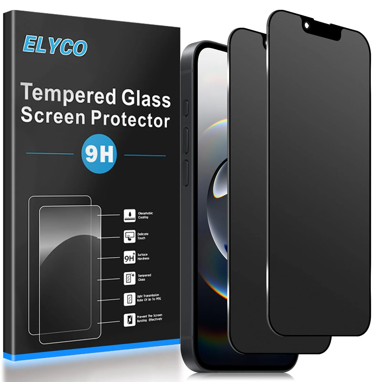 ELYCO Vetro Temperato Privacy Opaco per iPhone 17e/16e/14/13 Pro, 2 Pezzi - immagine 1
