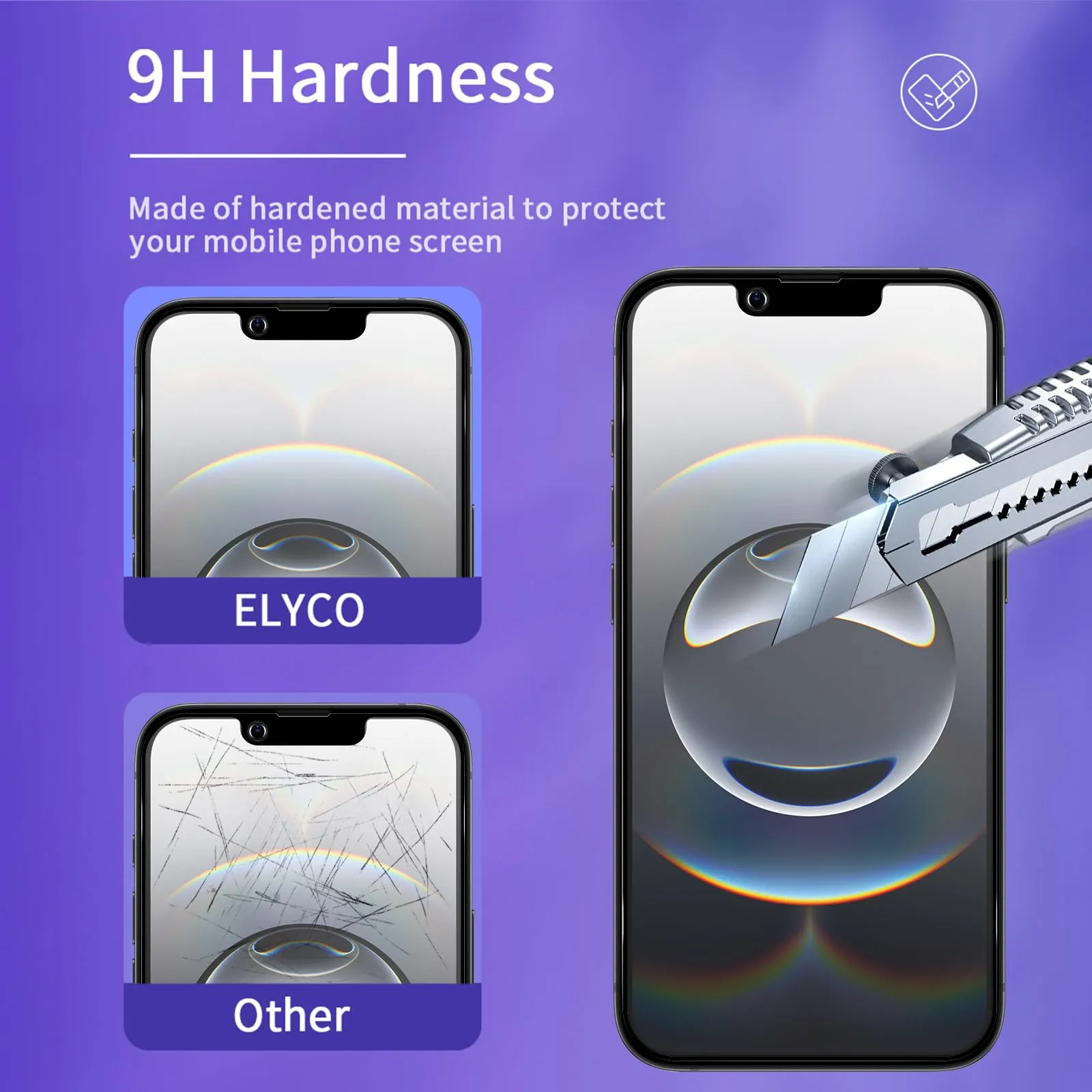 ELYCO Vetro Temperato Privacy Opaco per iPhone 17e/16e/14/13 Pro, 2 Pezzi - immagine 5