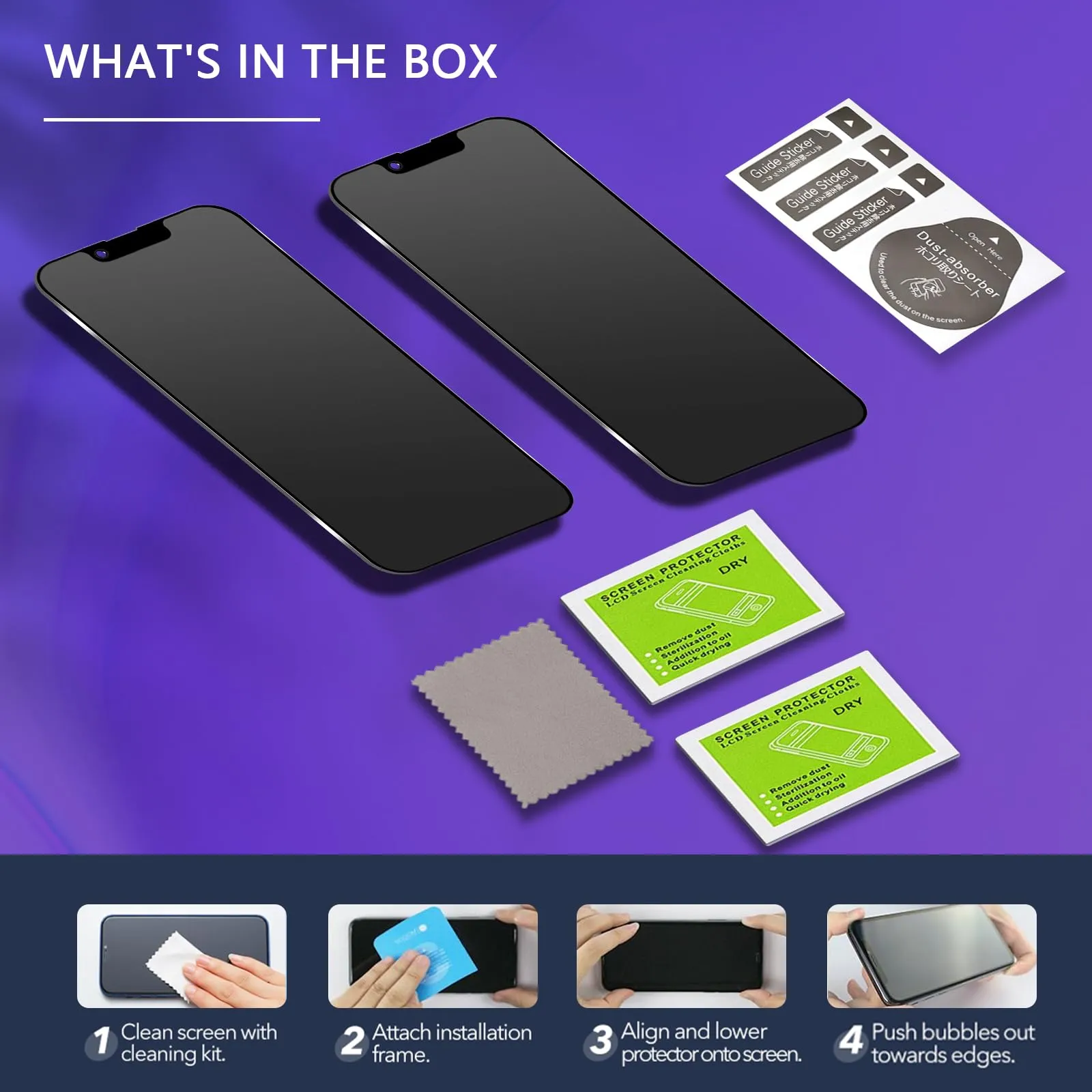 ELYCO Vetro Temperato Privacy Opaco per iPhone 17e/16e/14/13 Pro, 2 Pezzi - immagine 8