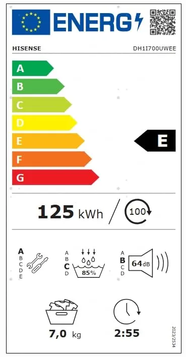 Hisense DH1I700UWEE Asciugatrice Pompa di Calore, 7 Kg, Classe E, Display Touch, Filtro Aromatico, 15 Programmi - immagine 14