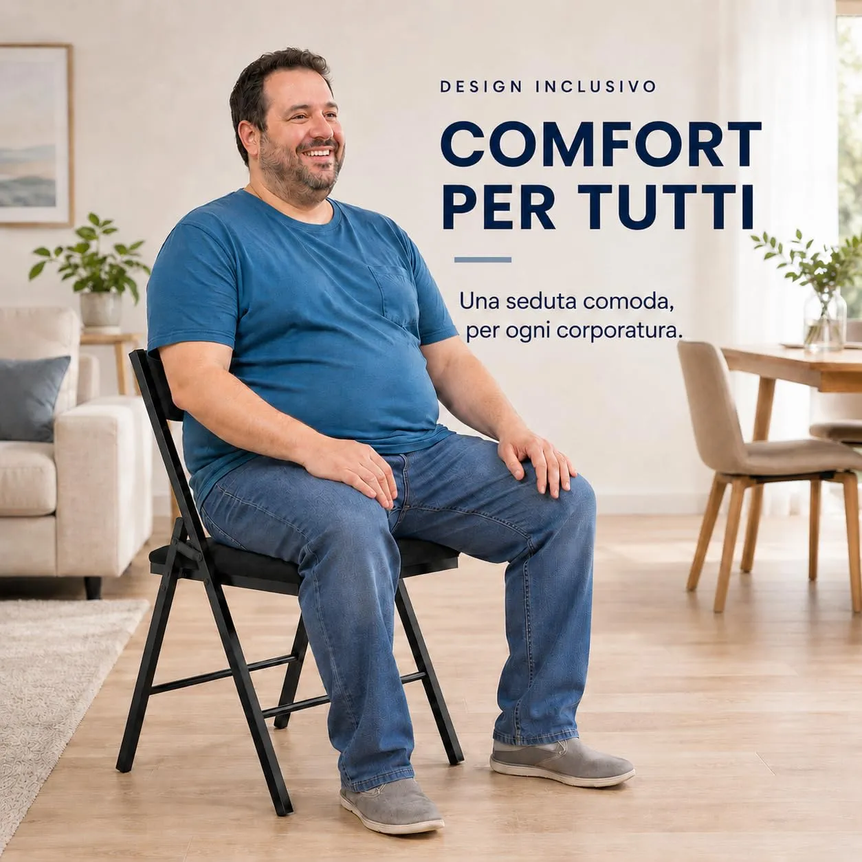 Asdsed Set di 4 Sedie Pieghevoli Imbottite in Velluto, Portata 180 kg, Nero - immagine 4