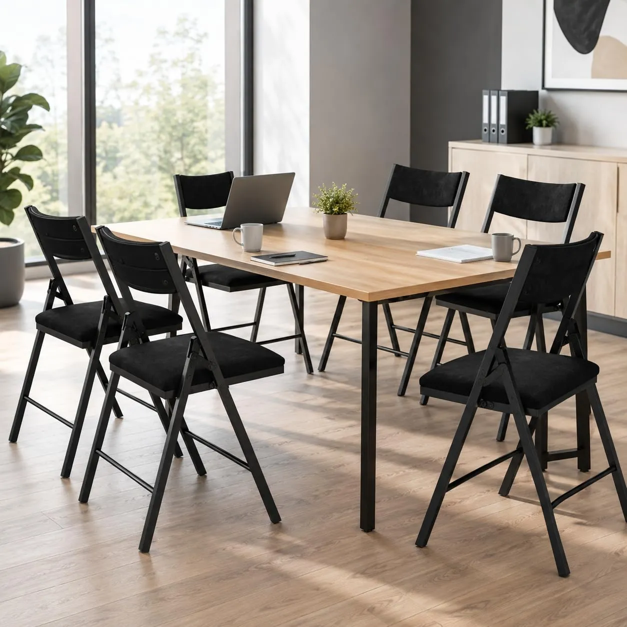 Asdsed Set di 4 Sedie Pieghevoli Imbottite in Velluto, Portata 180 kg, Nero - immagine 9