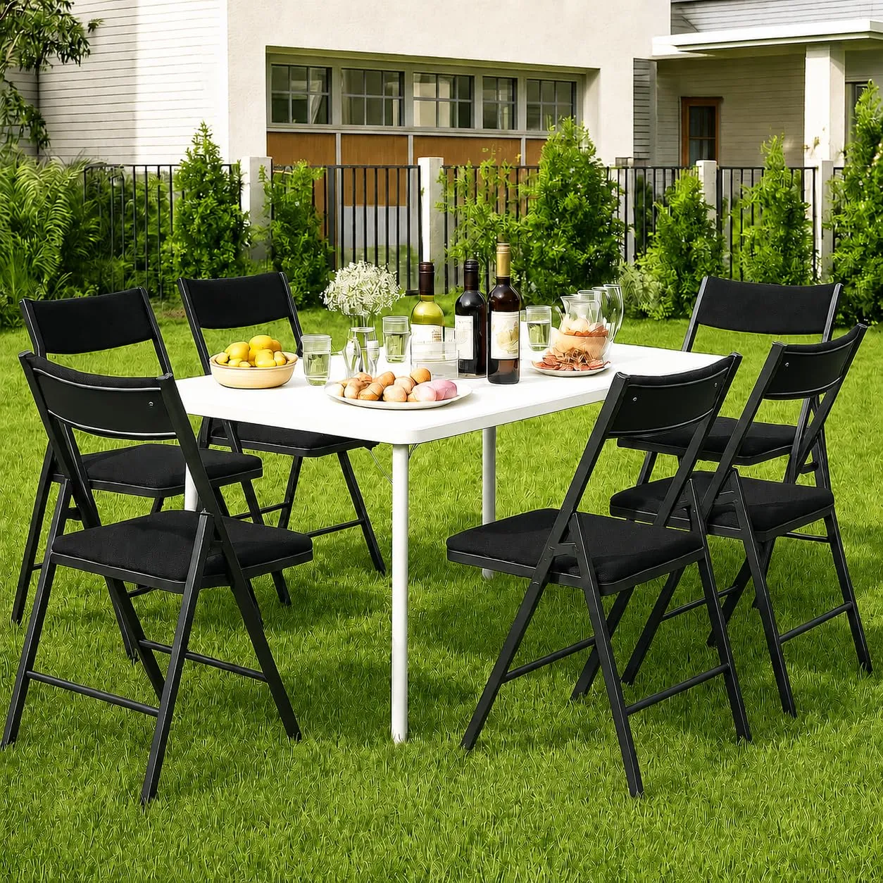 Asdsed Set di 4 Sedie Pieghevoli Imbottite in Velluto, Portata 180 kg, Nero - immagine 12