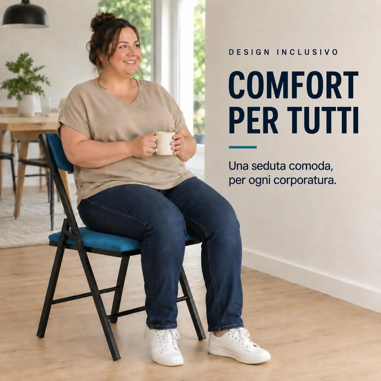 Asdsed Set di 6 Sedie Pieghevoli Imbottite, Portata 180 kg, Nero - immagine 4