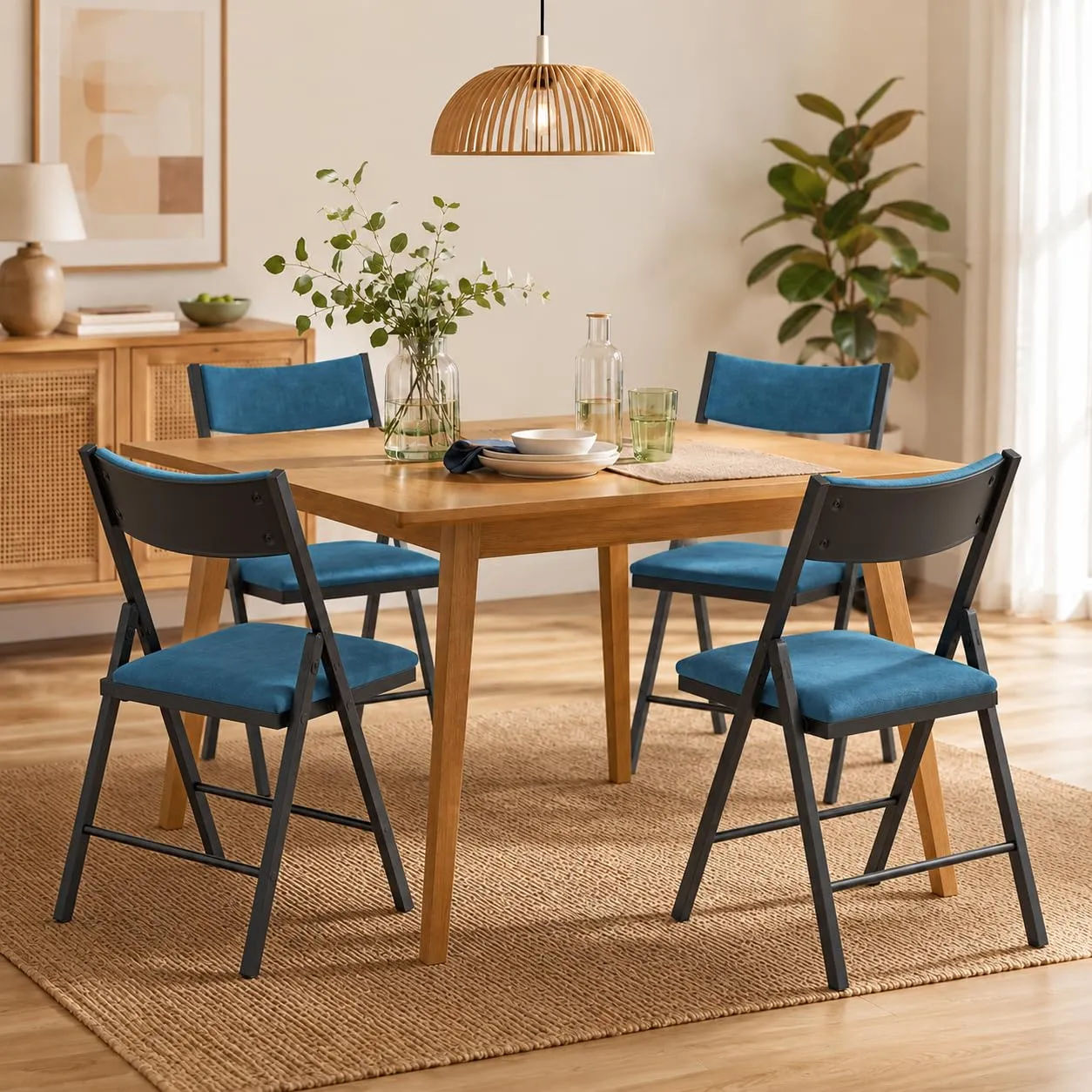Asdsed Set di 6 Sedie Pieghevoli Imbottite, Portata 180 kg, Nero - immagine 8