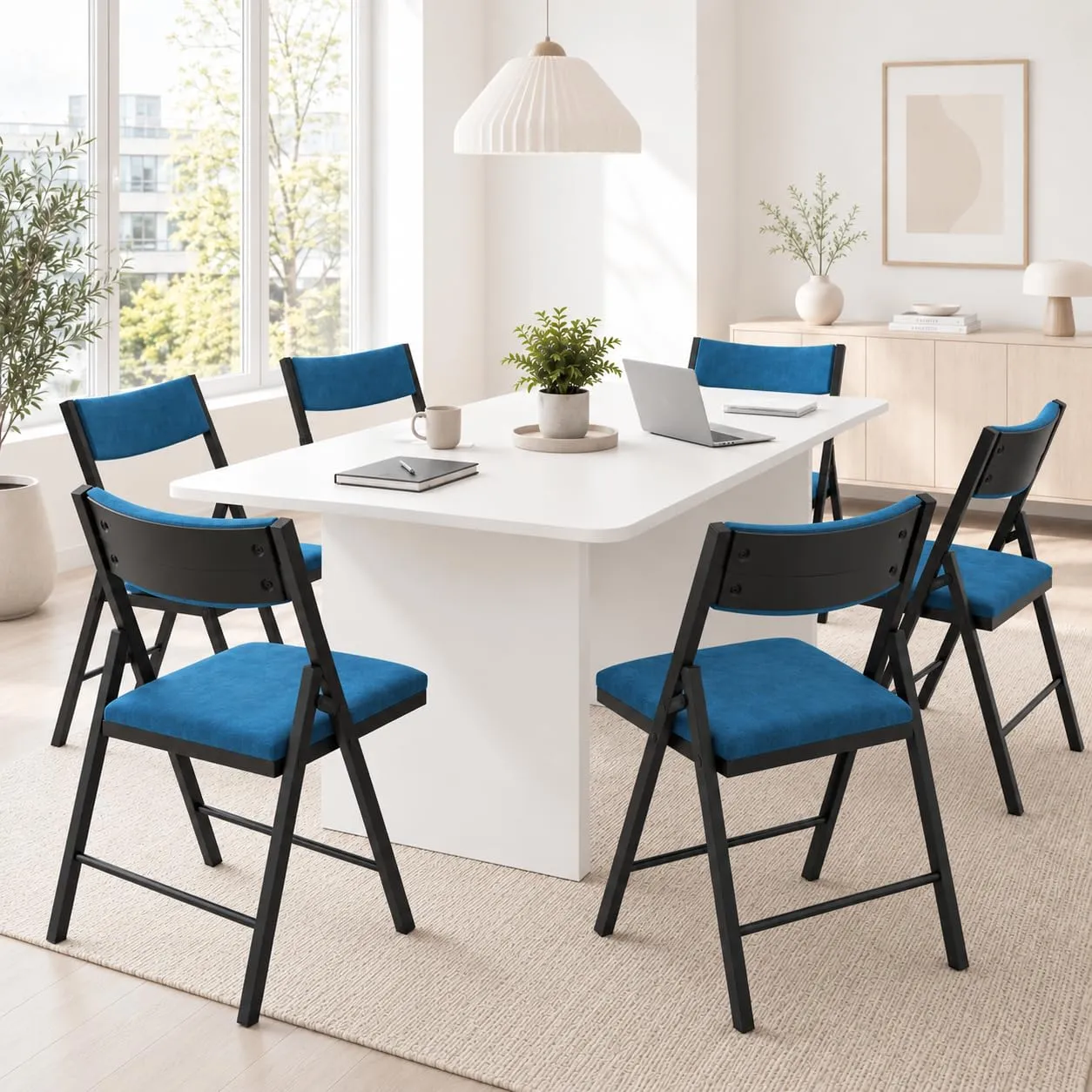 Asdsed Set di 6 Sedie Pieghevoli Imbottite, Portata 180 kg, Nero - immagine 11