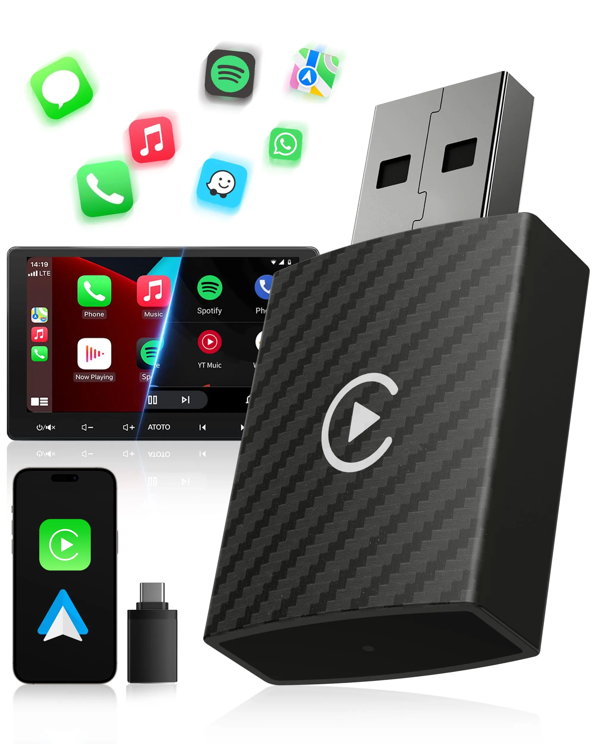 WityEye Adattatore CarPlay e Android Auto Wireless 2 in 1 - immagine 1