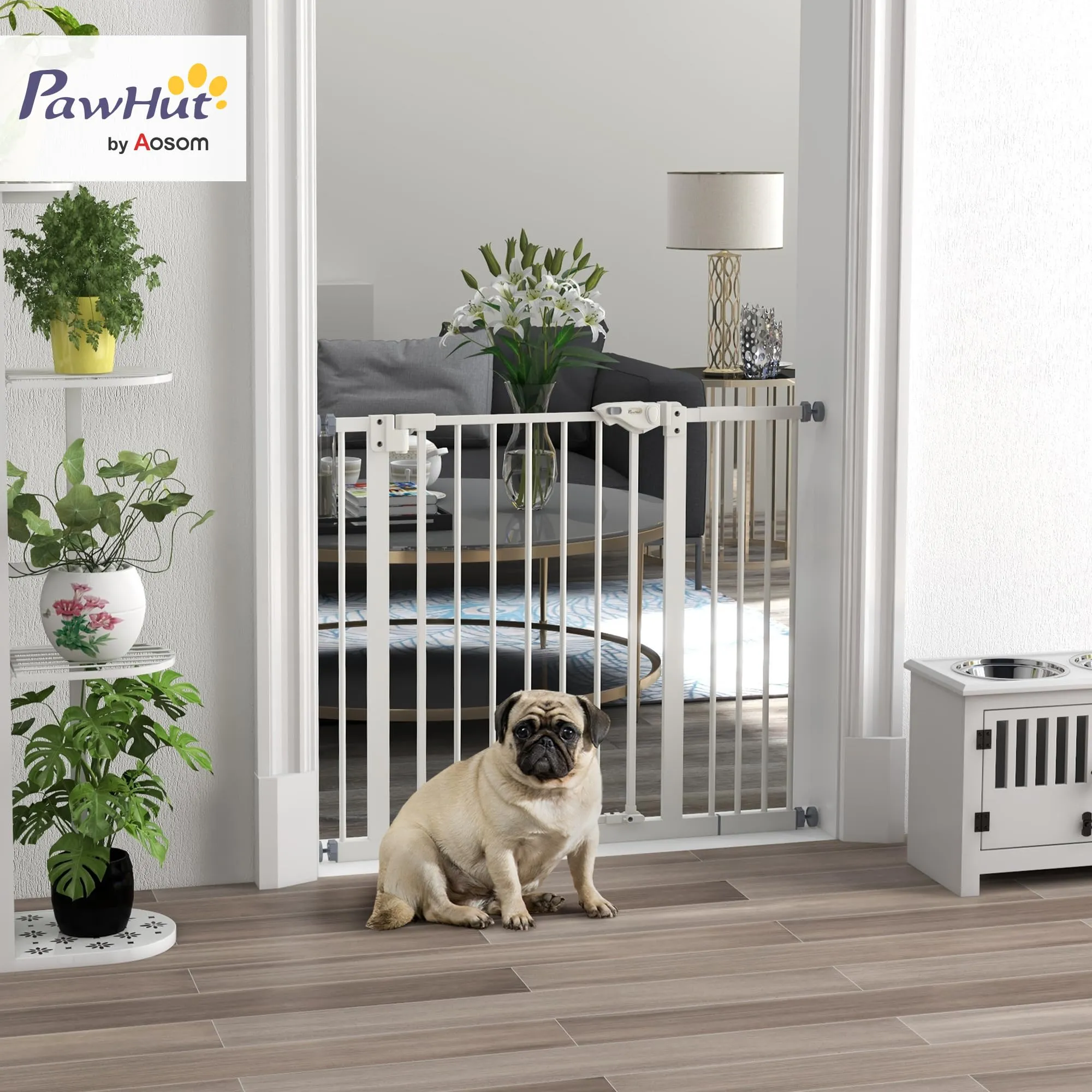 PawHut Cancellino per Cani Larghezza Regolabile 74-94 cm, Bianco - immagine 2
