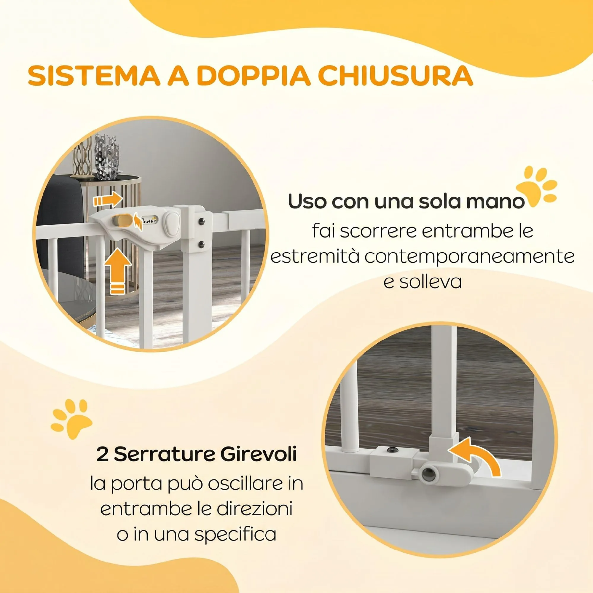 PawHut Cancellino per Cani Larghezza Regolabile 74-94 cm, Bianco - immagine 4