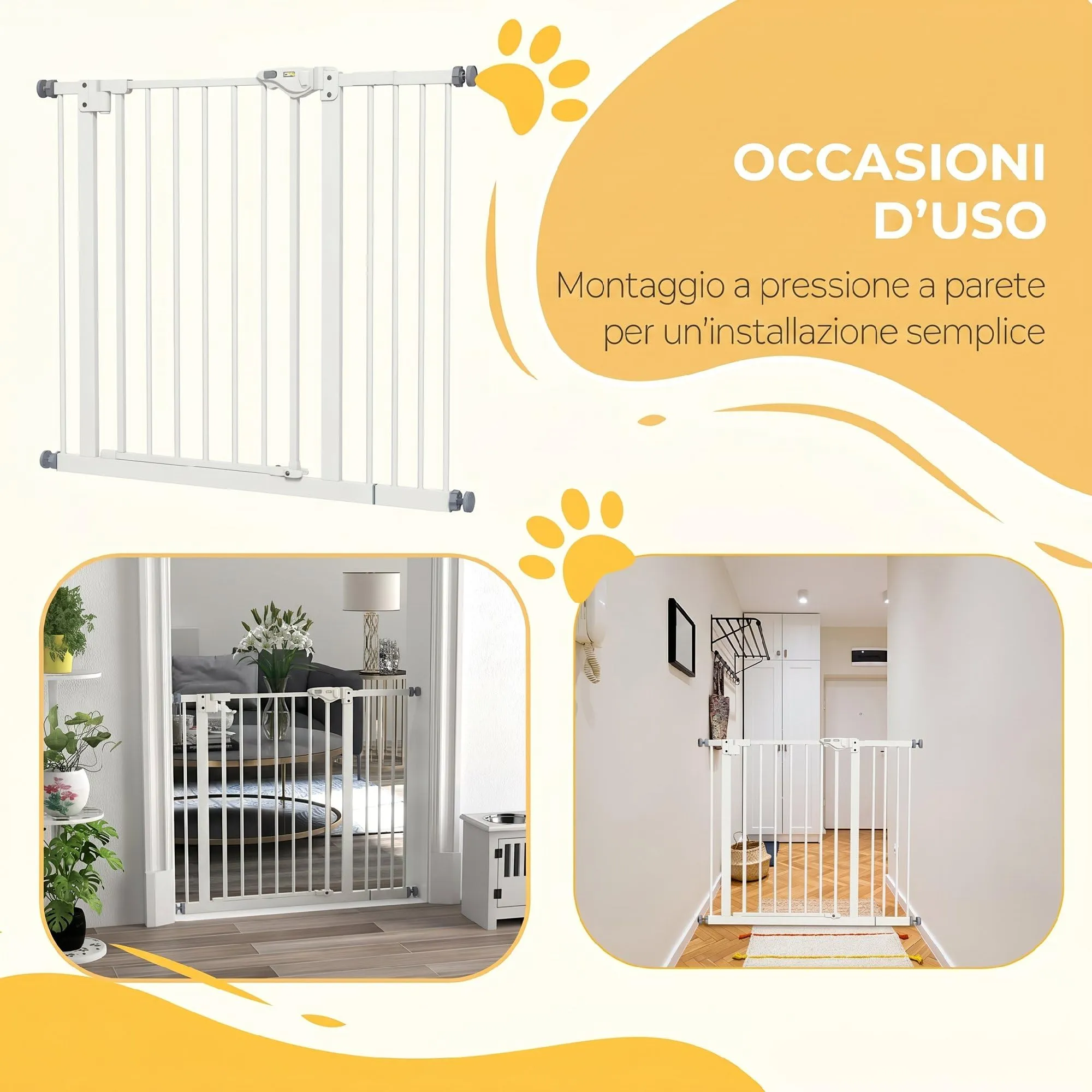 PawHut Cancellino per Cani Larghezza Regolabile 74-94 cm, Bianco - immagine 6