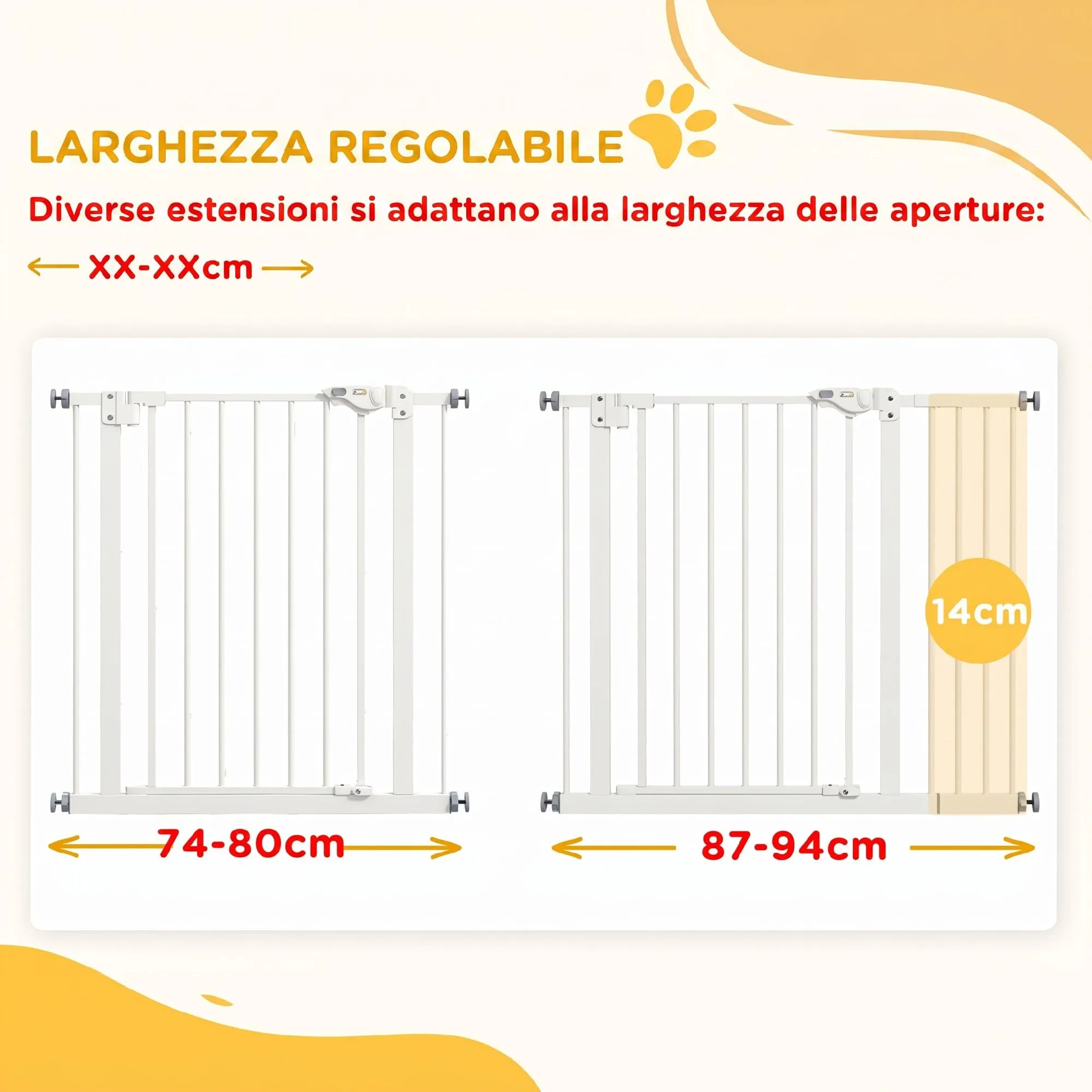 PawHut Cancellino per Cani Larghezza Regolabile 74-94 cm, Bianco - immagine 7
