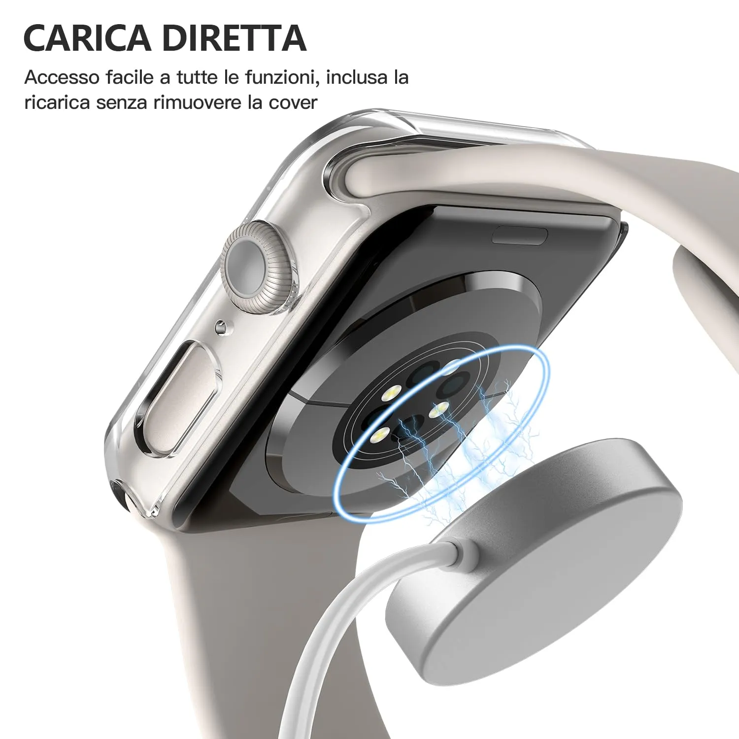 Misxi Cover in Vetro Temperato e PC per Apple Watch SE3/SE2/SE/Serie 6/5/4 40mm, 2 Pezzi (1 Luce Stellare + 1 Trasparente) - immagine 6
