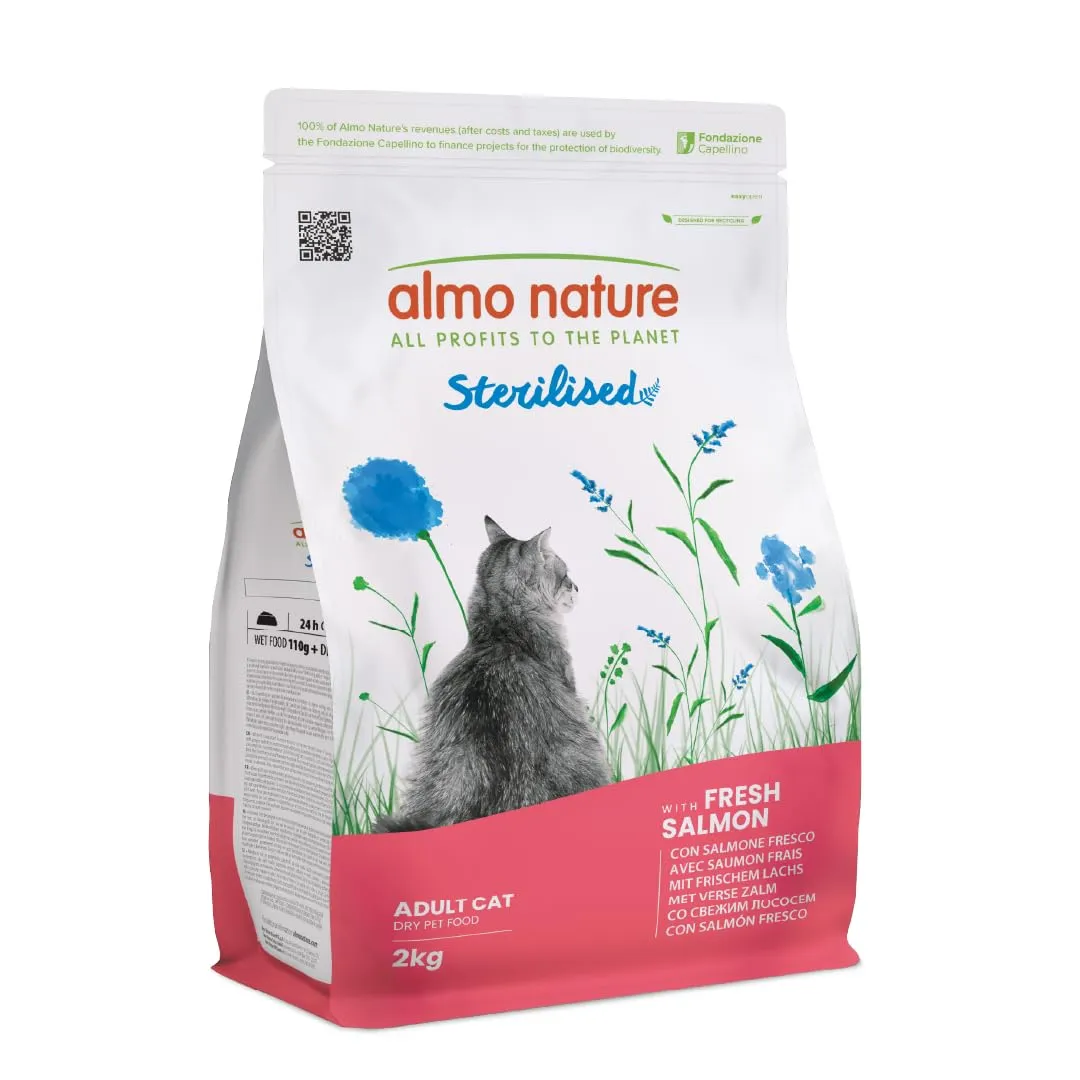 Almo Nature Sterilised Crocchette Gatto con Salmone Fresco, 2kg - immagine 1