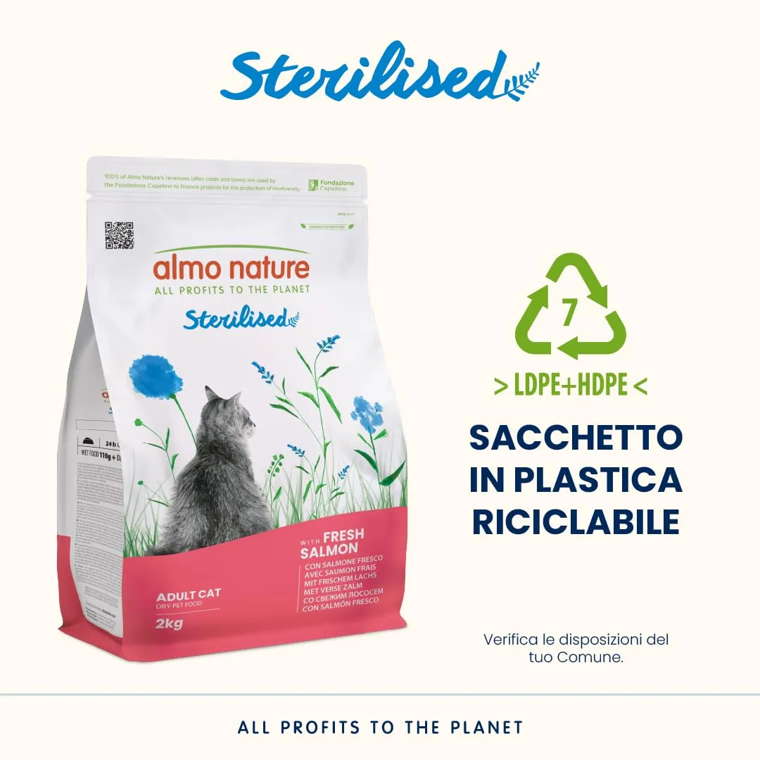 Almo Nature Sterilised Crocchette Gatto con Salmone Fresco, 2kg - immagine 4