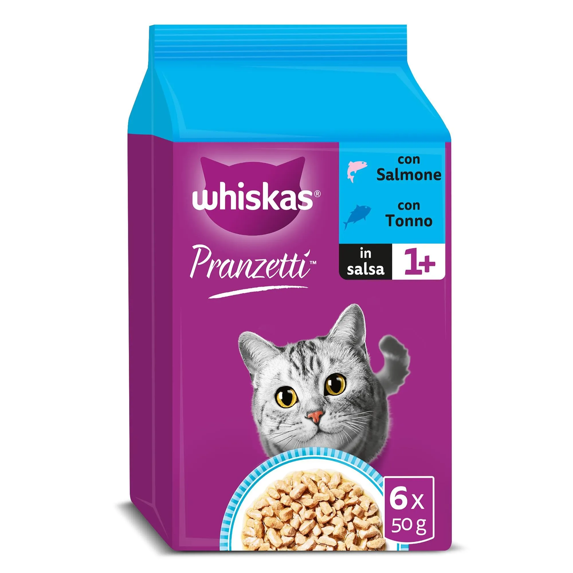 Whiskas Pranzetti Selezione di Pesce Adulto 1+, Cibo Umido per Gatto, 72 x 50g - immagine 1