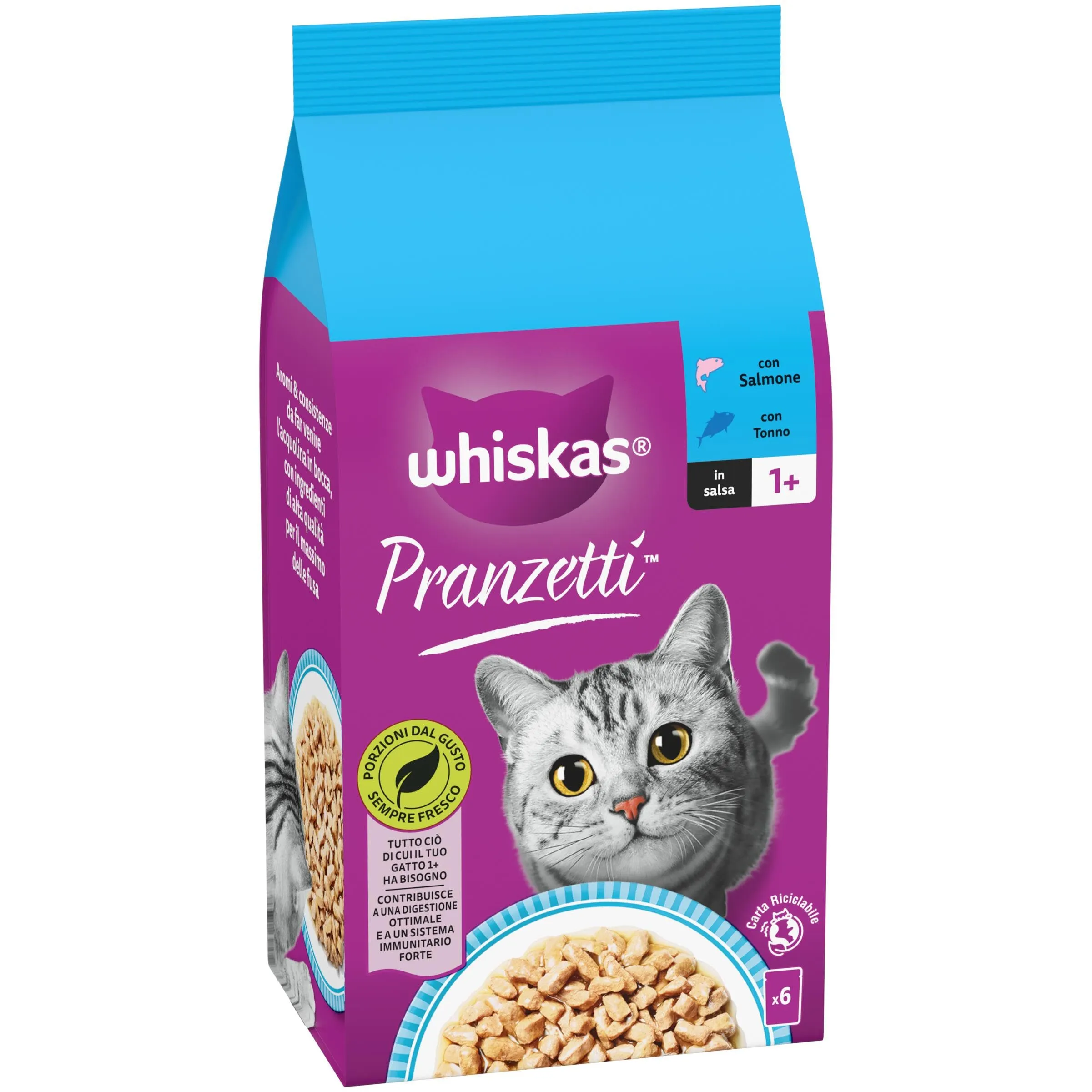 Whiskas Pranzetti Selezione di Pesce Adulto 1+, Cibo Umido per Gatto, 72 x 50g - immagine 2