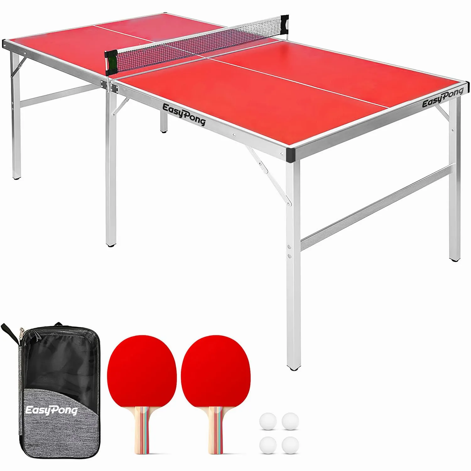 OriginalCup EasyPong Tavolo da Ping Pong Rosso 182x91cm con 2 Racchette e 4 Palline - immagine 1