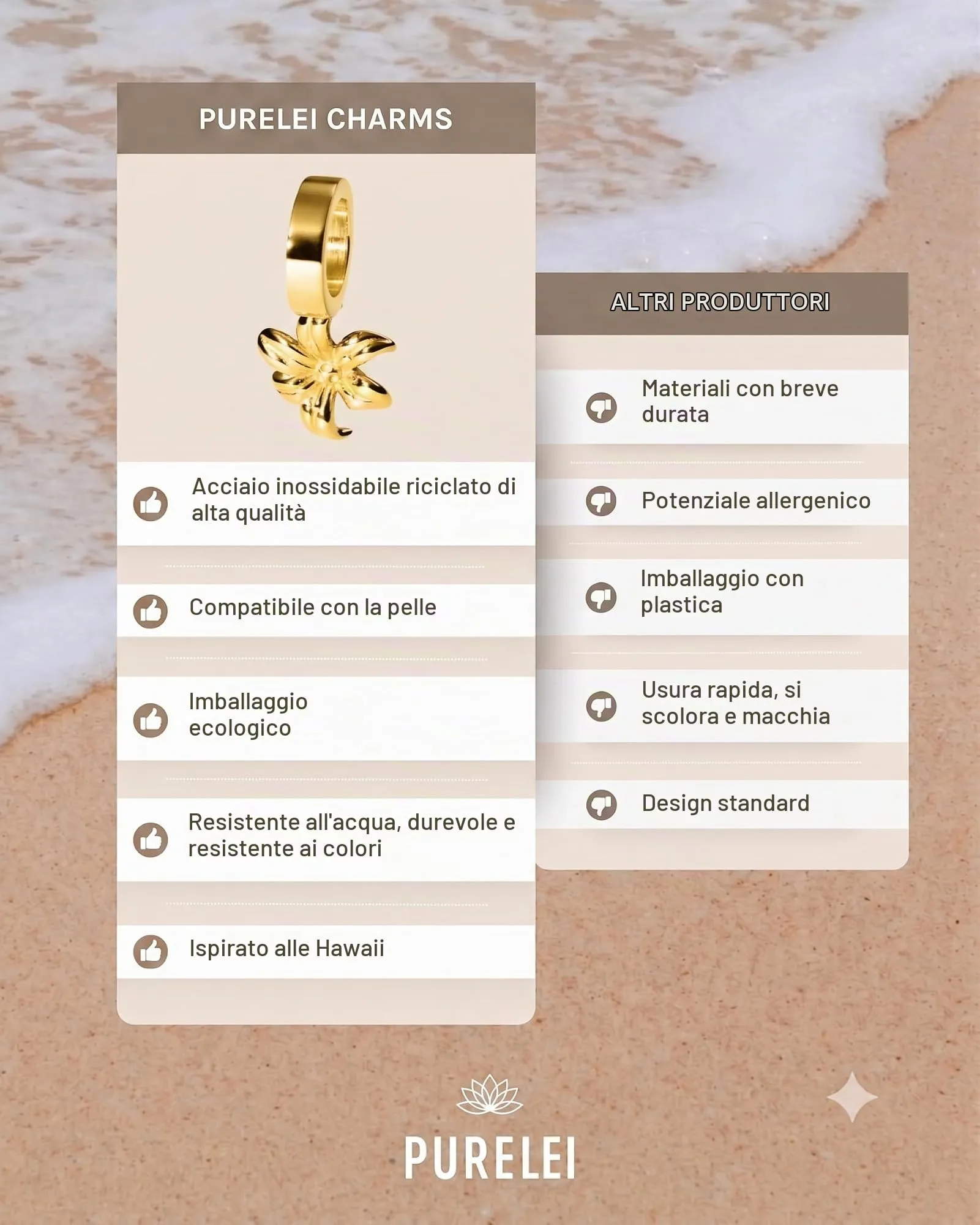 Purelei Birth Flower Charm Lily, Gold Plated Stainless Steel, May - immagine 5