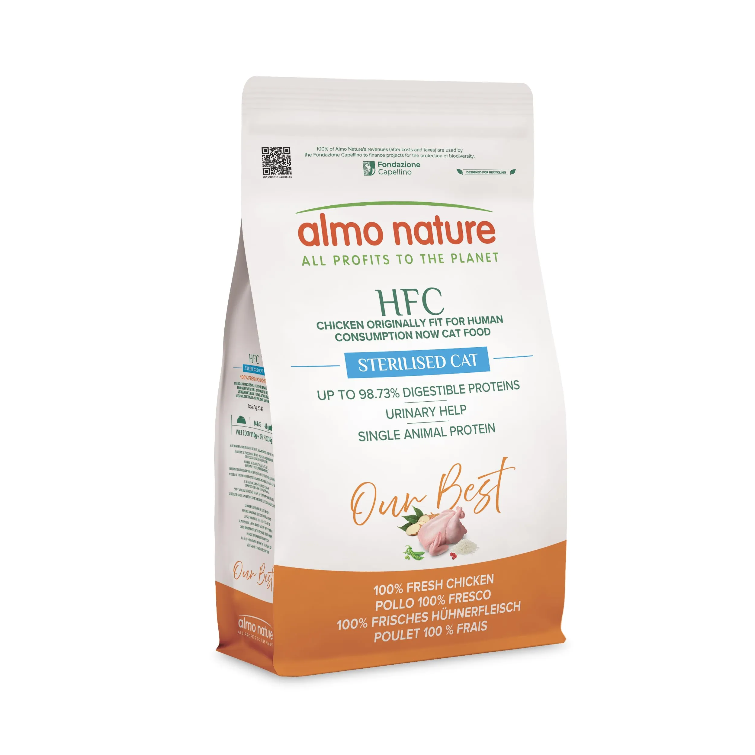 Almo Nature HFC Our Best Sterilised Cat Food - Fresh Chicken - Monoprotein, Urinary Help, Gluten Free - 1.2kg - immagine 1