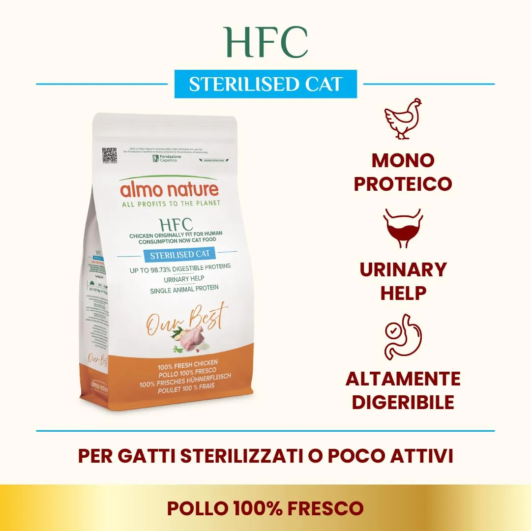 Almo Nature HFC Our Best Sterilised Cat Food - Fresh Chicken - Monoprotein, Urinary Help, Gluten Free - 1.2kg - immagine 3