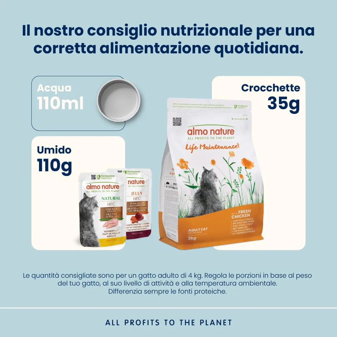 Almo Nature Life Maintenance Crocchette per Gatti Adulti con Pollo Fresco, 2kg - immagine 3
