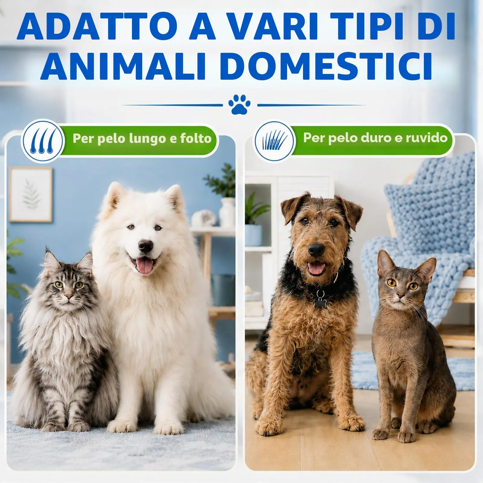 Soodyoow Spazzola per Cani e Gatti, Pettine Doppia Faccia 17+9 in Acciaio Inossidabile per Rimuovere Peli Morti e Nodi (Blu) - immagine 6