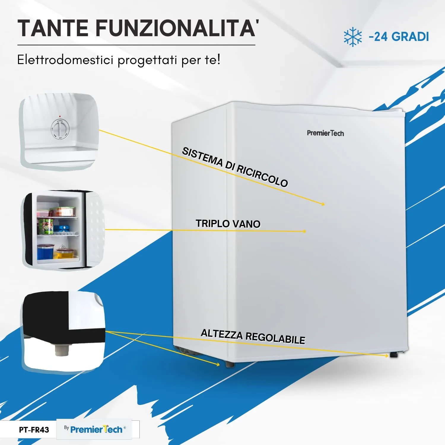 PremierTech Mini Congelatore da Tavolo 42 Litri Bianco PT-FR43 - immagine 5