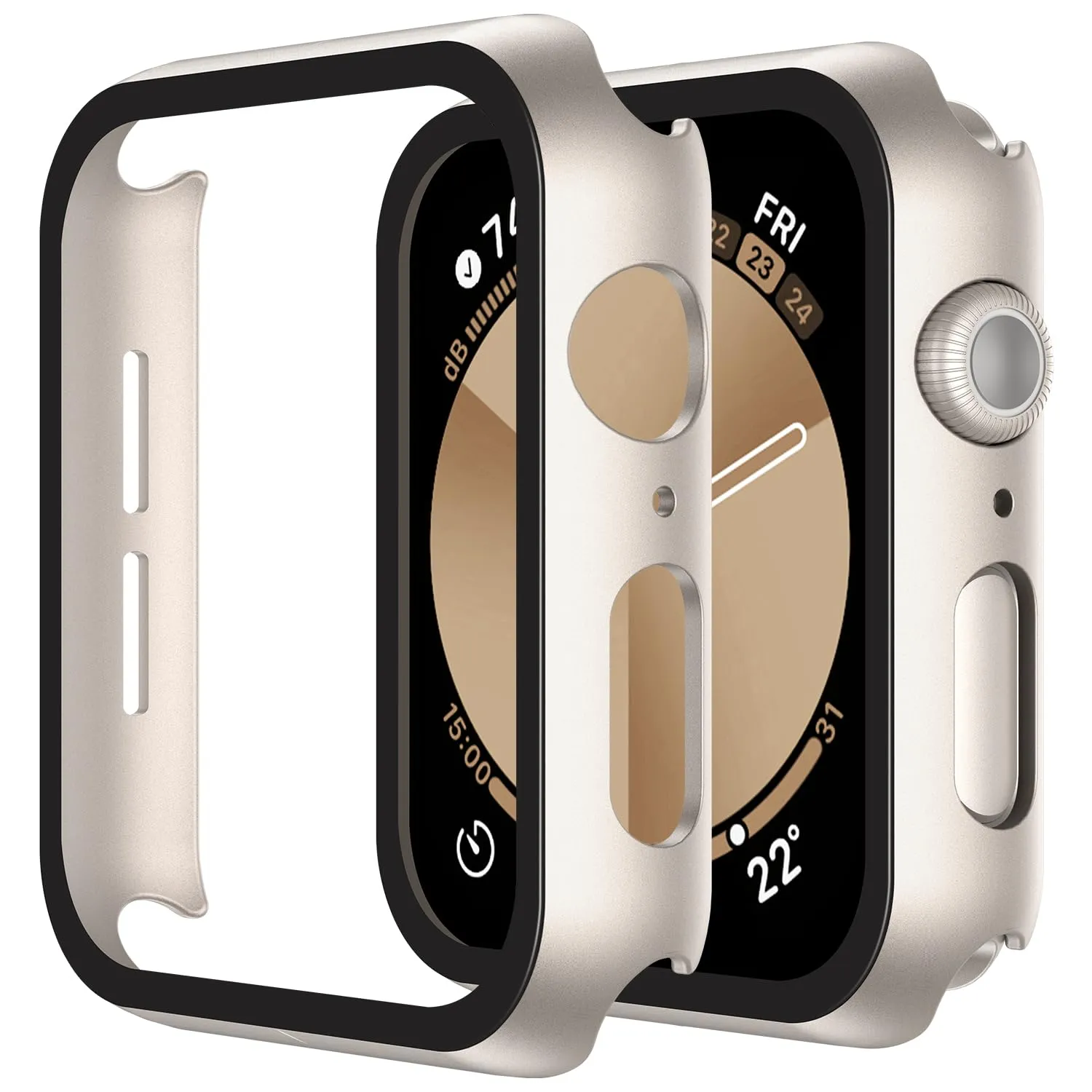 Misxi Cover in Vetro Temperato e PC per Apple Watch Series 6/SE/5/4 44mm, Luce Stellare (2 Pezzi) - immagine 1