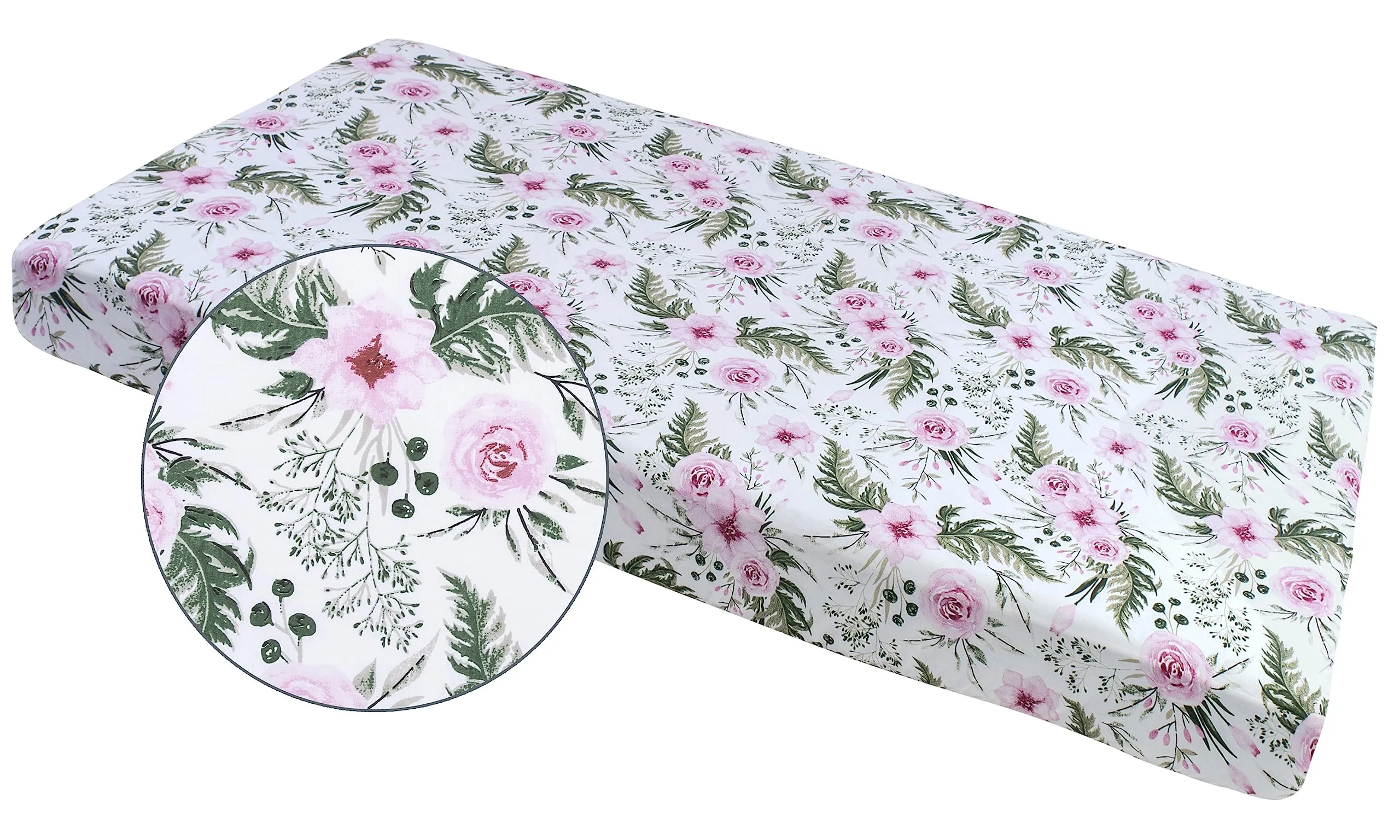 Medi Partners Lenzuola Lettino Neonato 60x120, 100% Cotone con Angoli (Fiori Rosa) - immagine 4