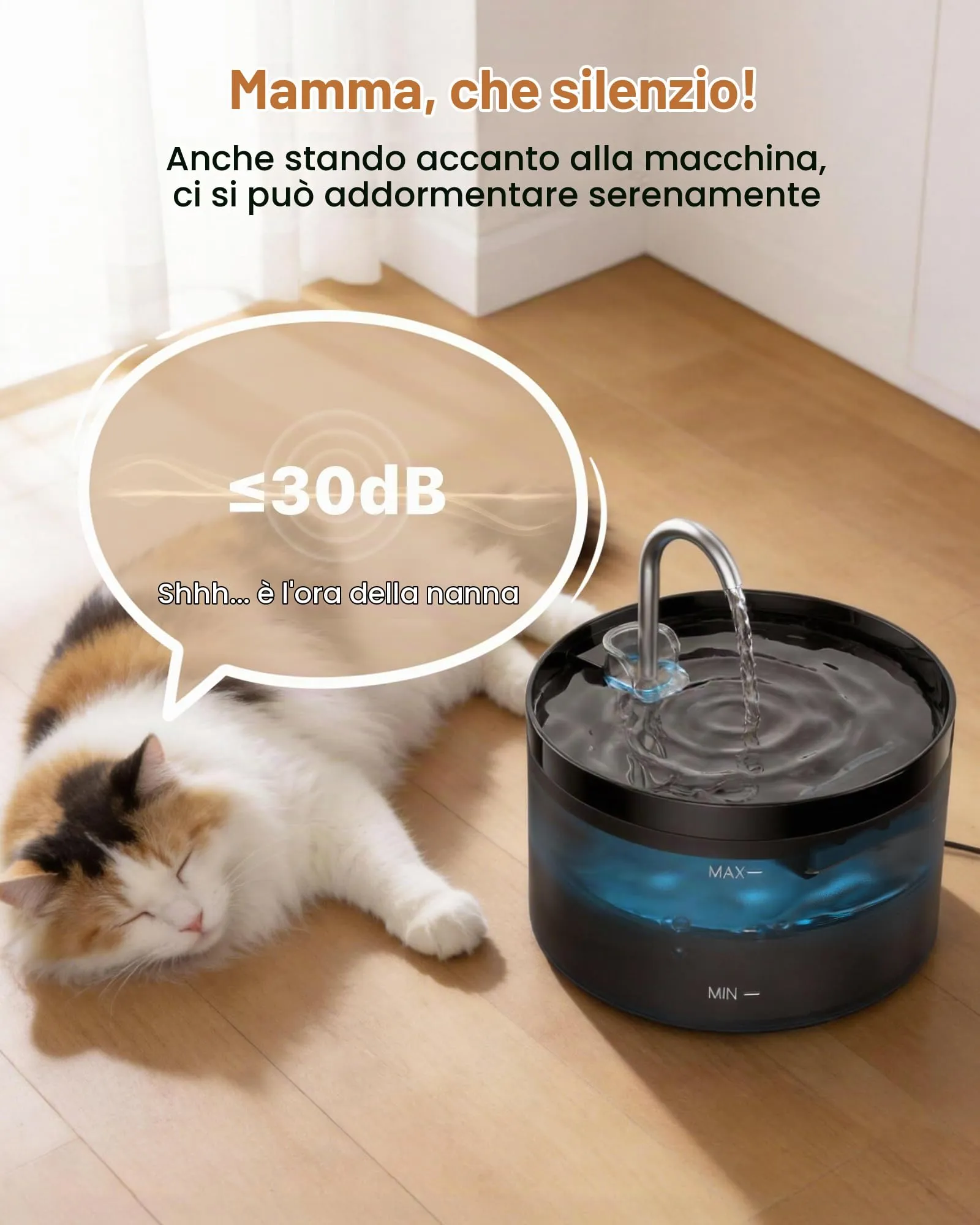 GIOTOHUN Fontanella per Gatti 2L a Forma di Rubinetto, Pompa Silenziosa e Doppio Flusso dell'Acqua, Nero - immagine 5