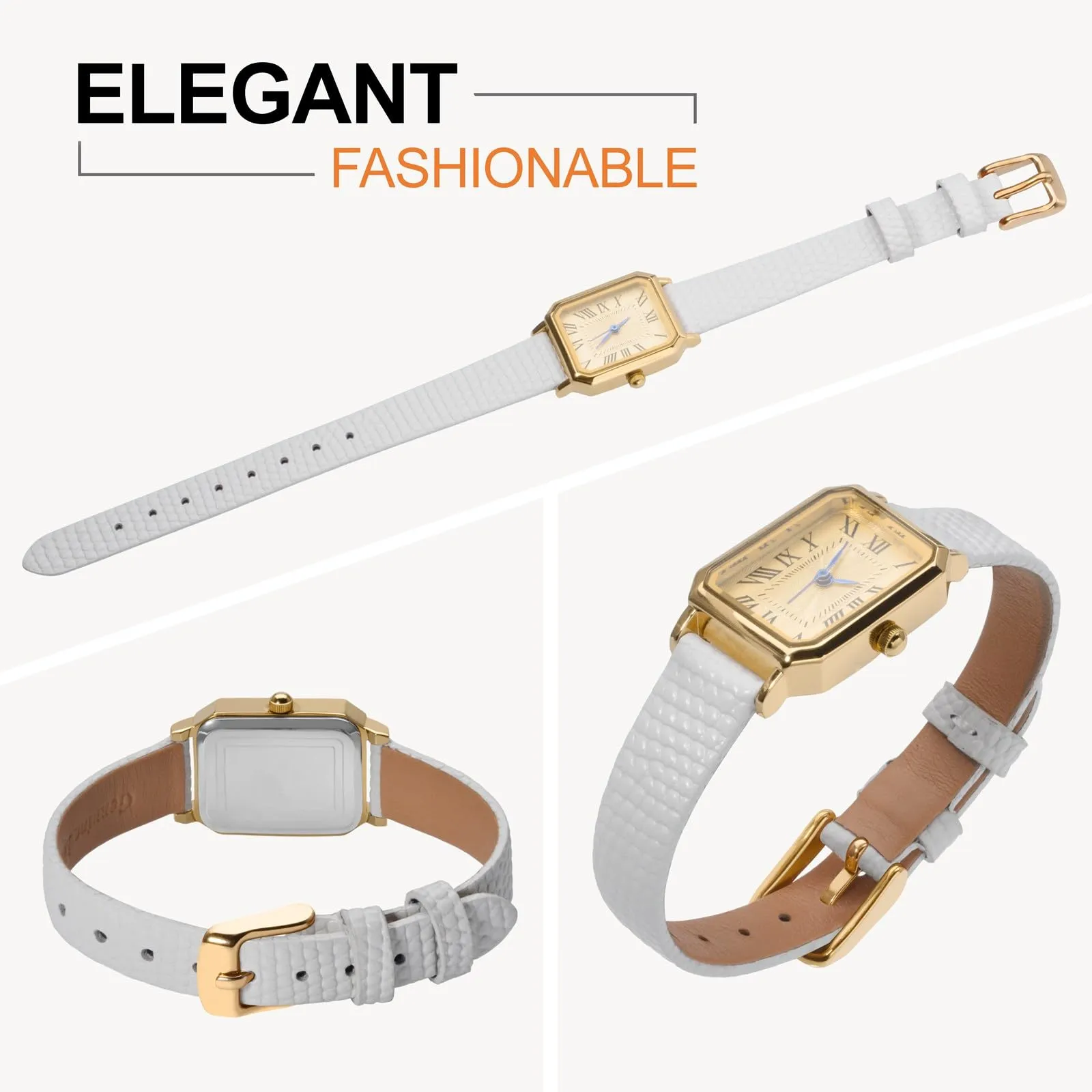 ANNEFIT Cinturino in Pelle 15mm per Orologi Donna, Fibbia in Acciaio Inossidabile Oro (Bianca) - immagine 8